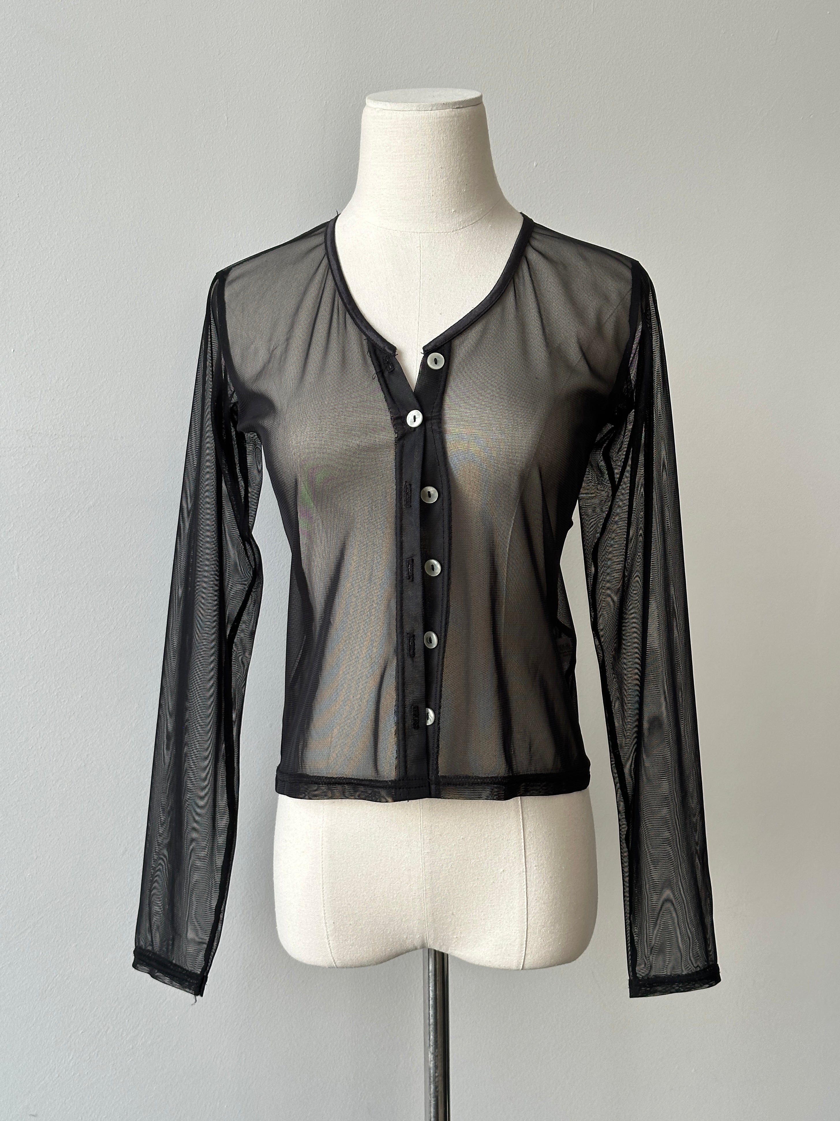 Vintage 1990s Nylom Sheer Cardigan - S
