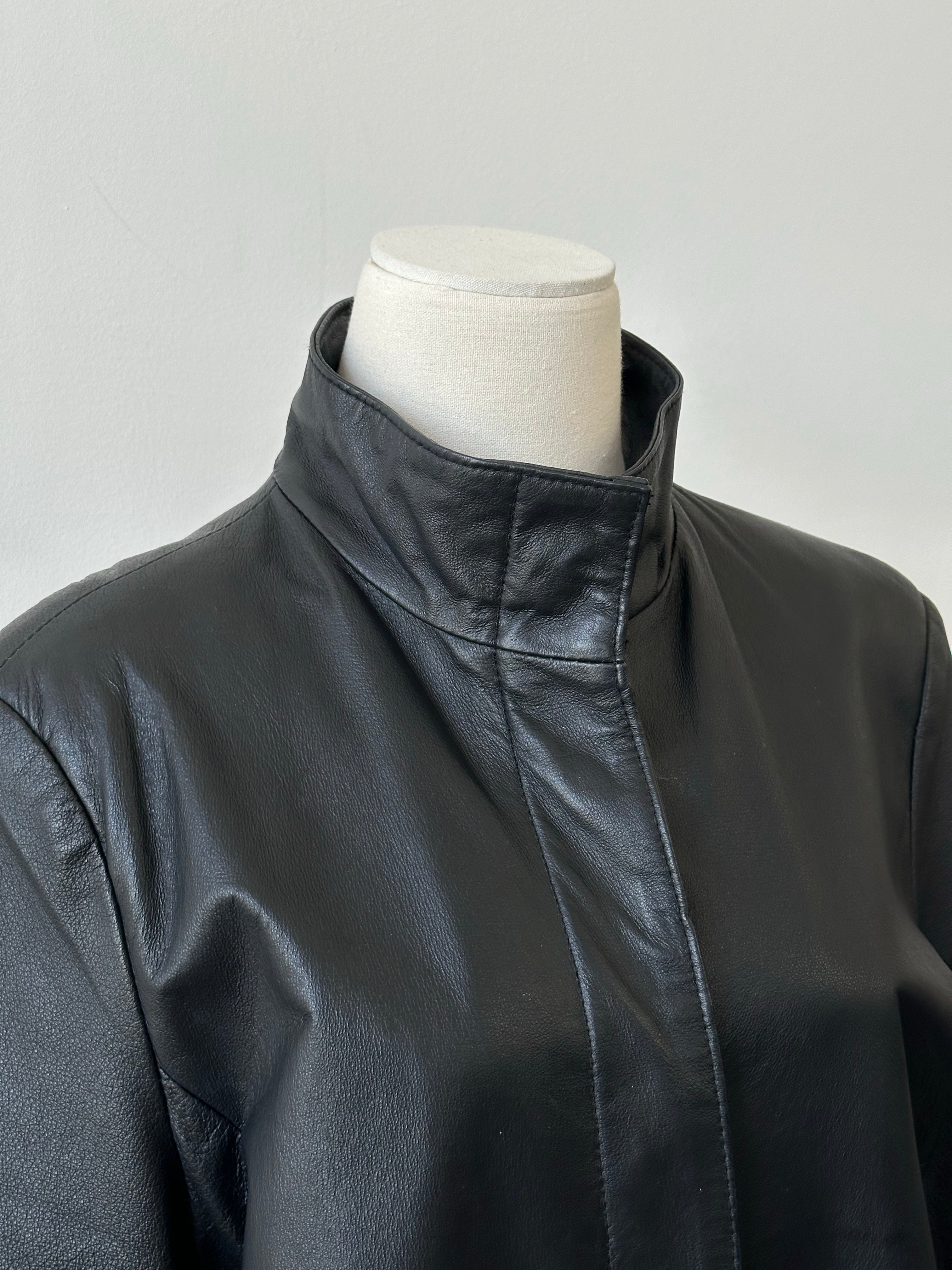 Vintage 1990s High Neck Concealed Placket Trench Coat - S/M