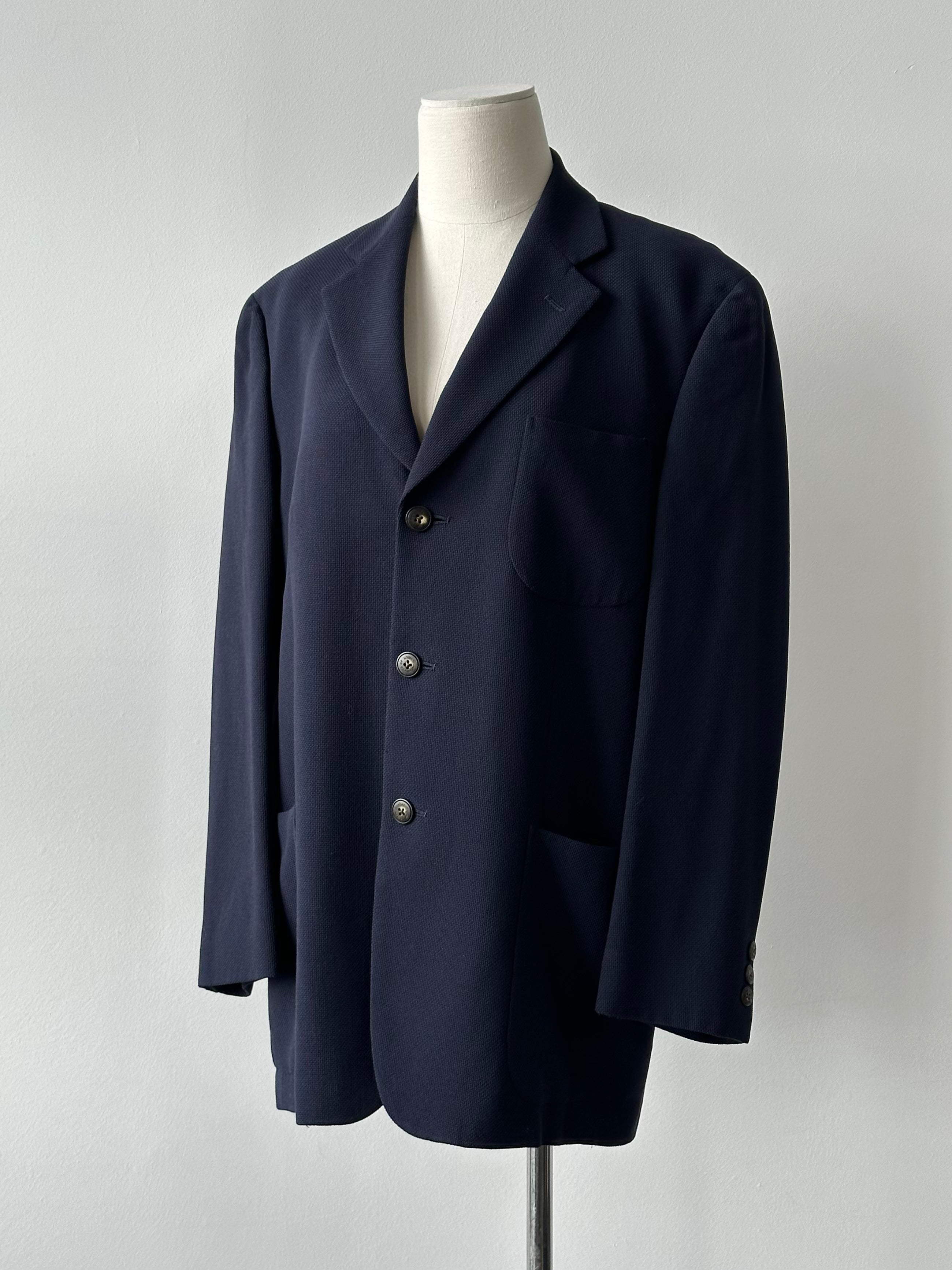 Burberry 1990s Wool Single Breasted Woven Blazer - M