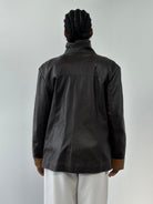 Vintage 1990s High Neck Contrast Leather Jacket - XL - SYLK