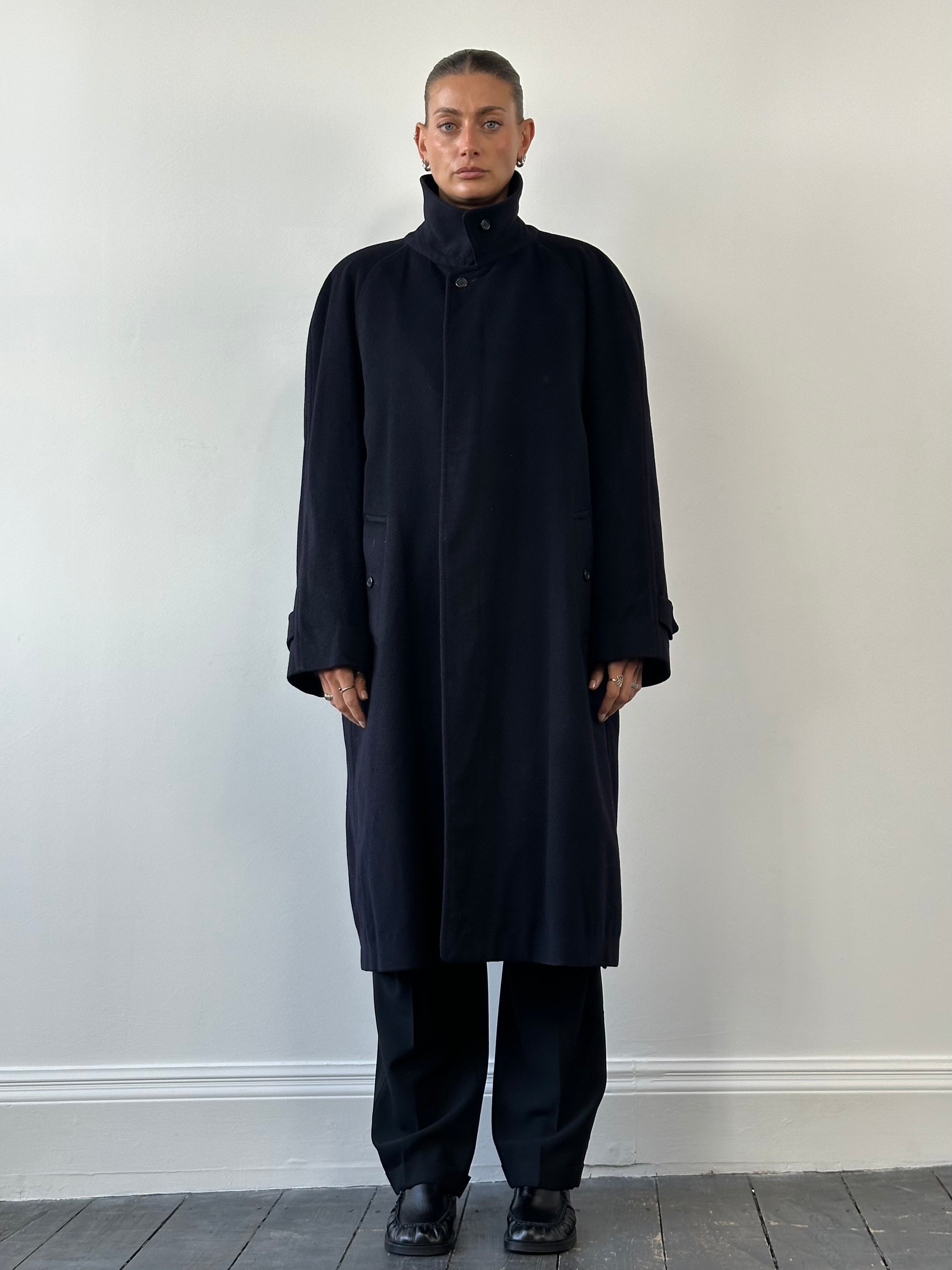 60-70's Burberry　Pure Cashmere Coat Burberry Pure Cashmere Concealed Placket Coat - XXL | SYLK