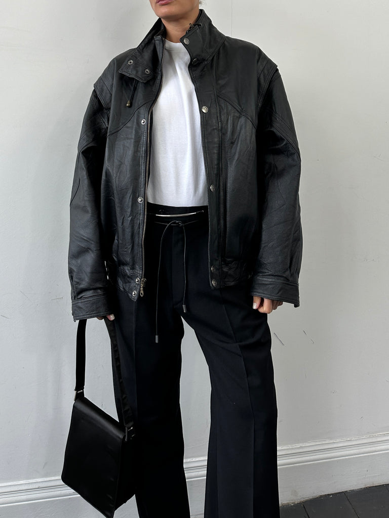 Vintage Leather Bomber Jacket - L - SYLK