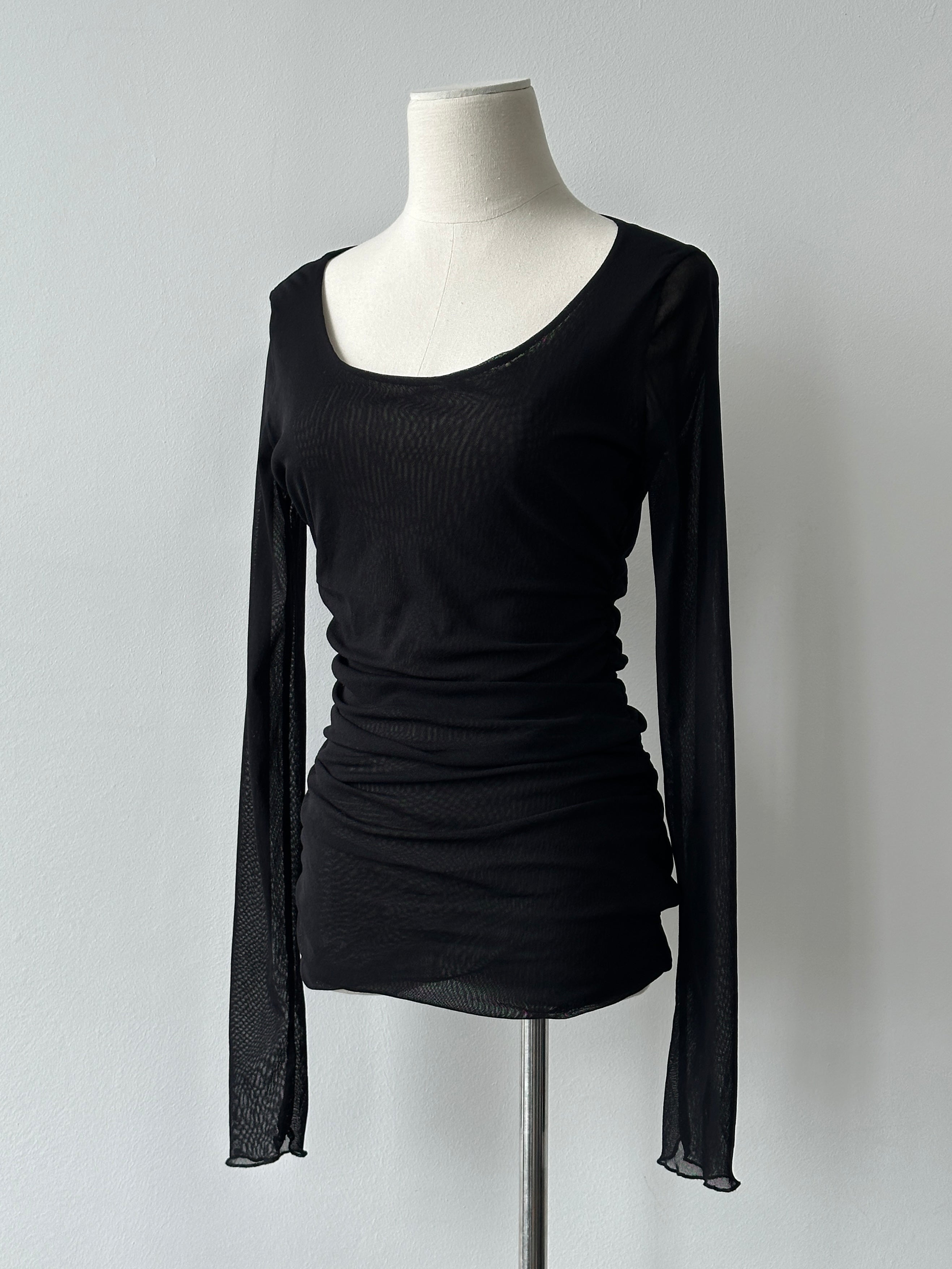 Max Mara Bodywear 2000s Rouched Sheer Top - M