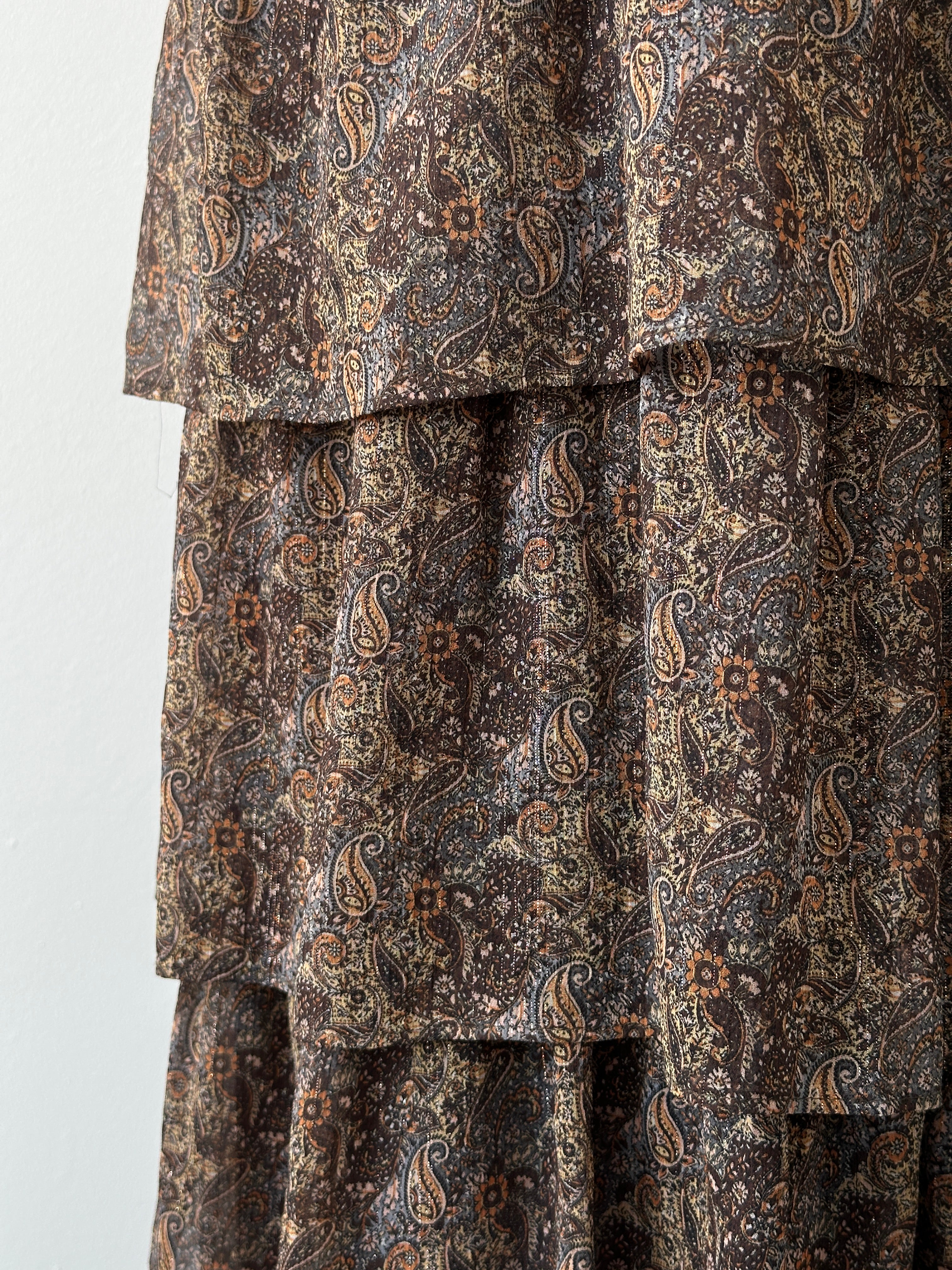 Vintage 2000s Paisley Pleated Midi Skirt - W26