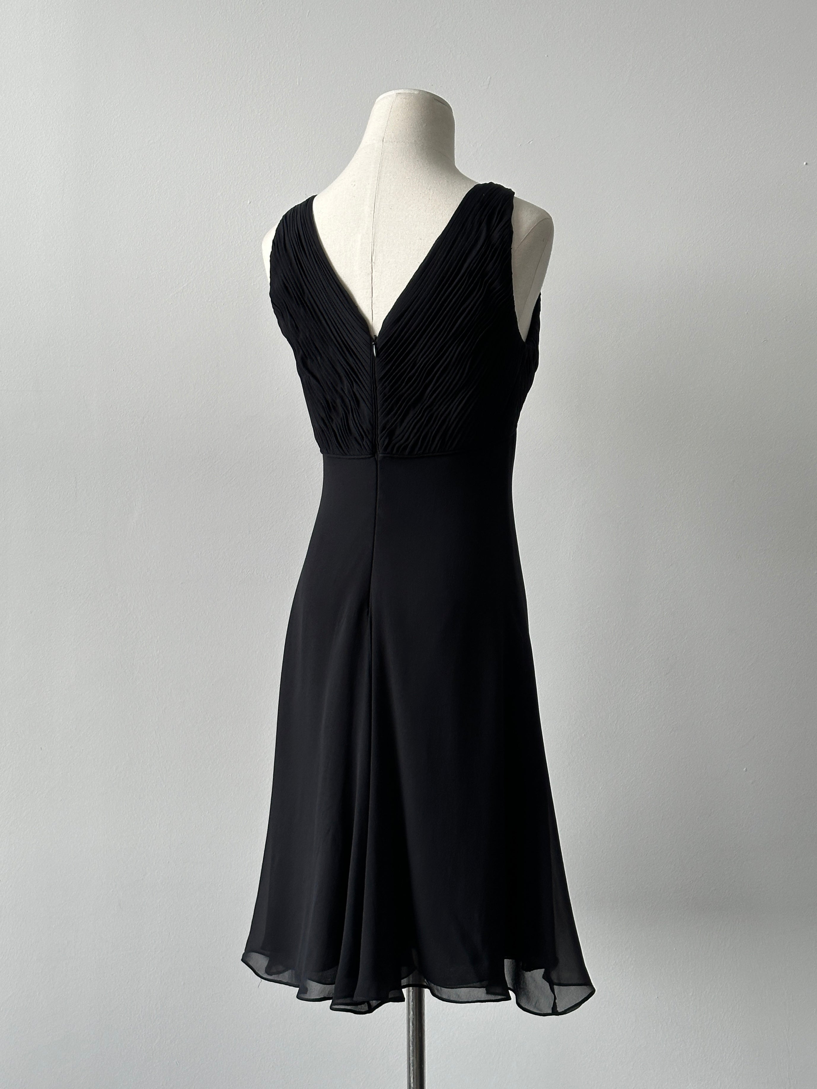 Armani Collezioni 2000s Pure Silk Pleated Midi Dress -