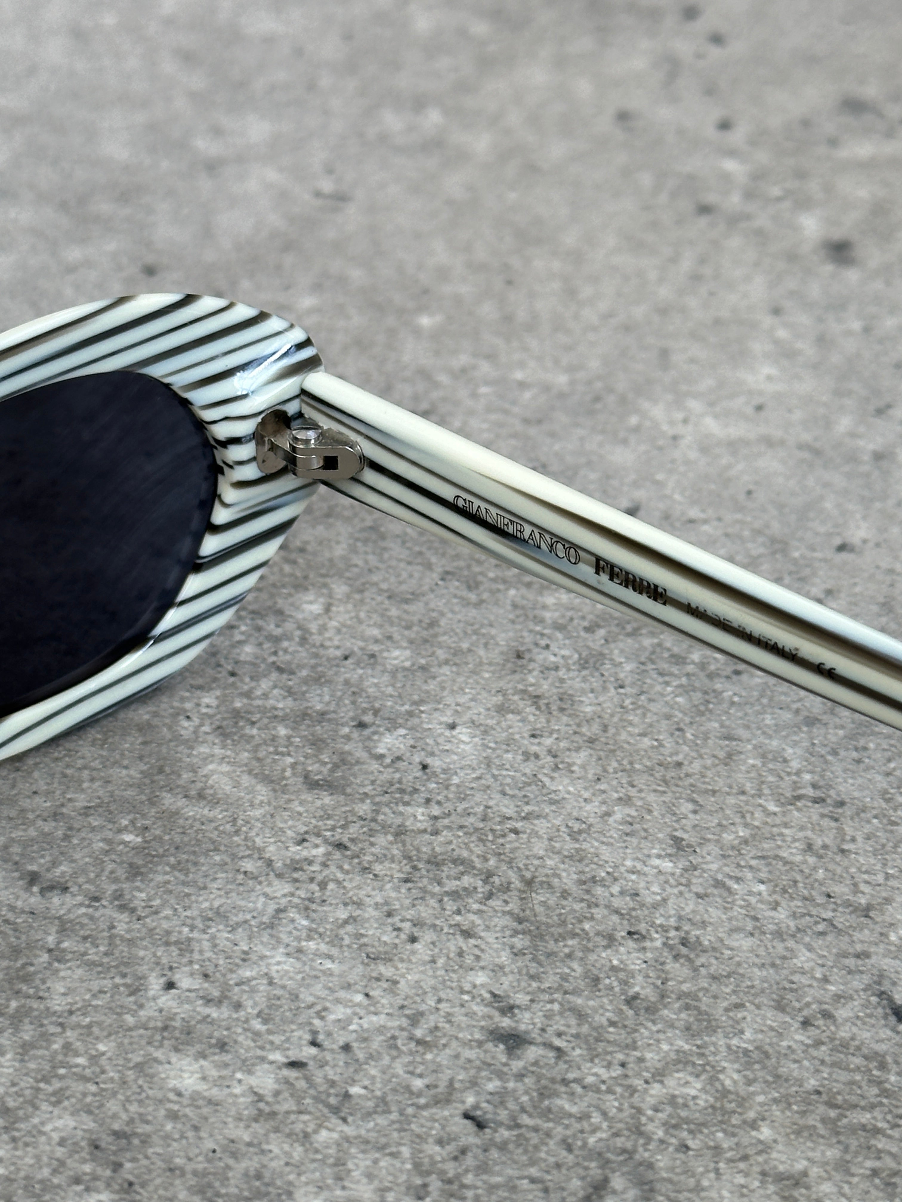 Gianfranco Ferre 1990s Oval Stripe Sunglasses