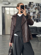 Vintage 1990s Double Breasted Lamb Leather Jacket - M - SYLK