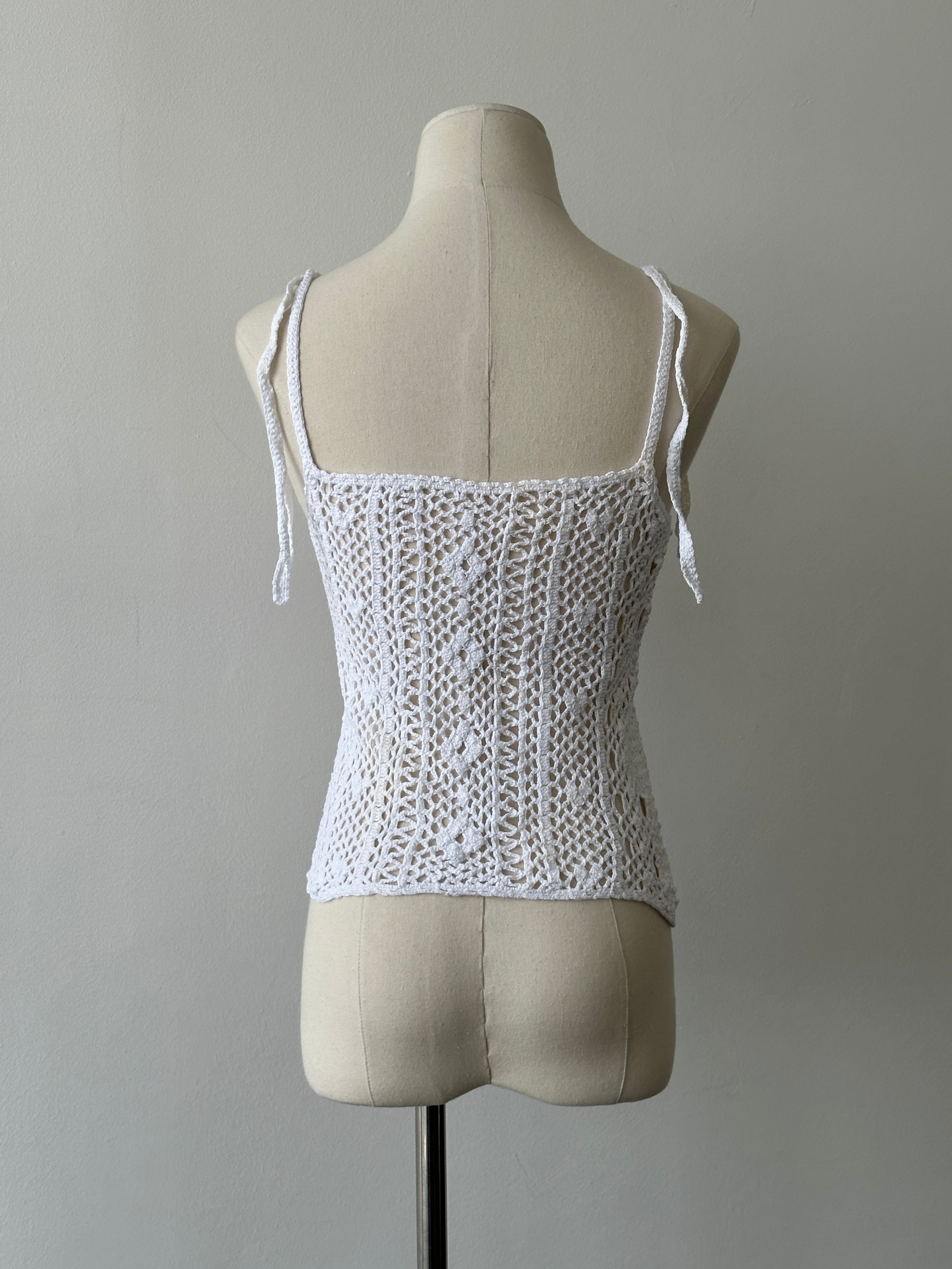 Vintage 2000s Crotchet Vest Top - S