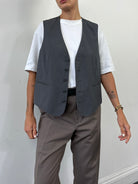 Vintage Pinstripe Single Breasted Tailored Waistcoat - L - SYLK