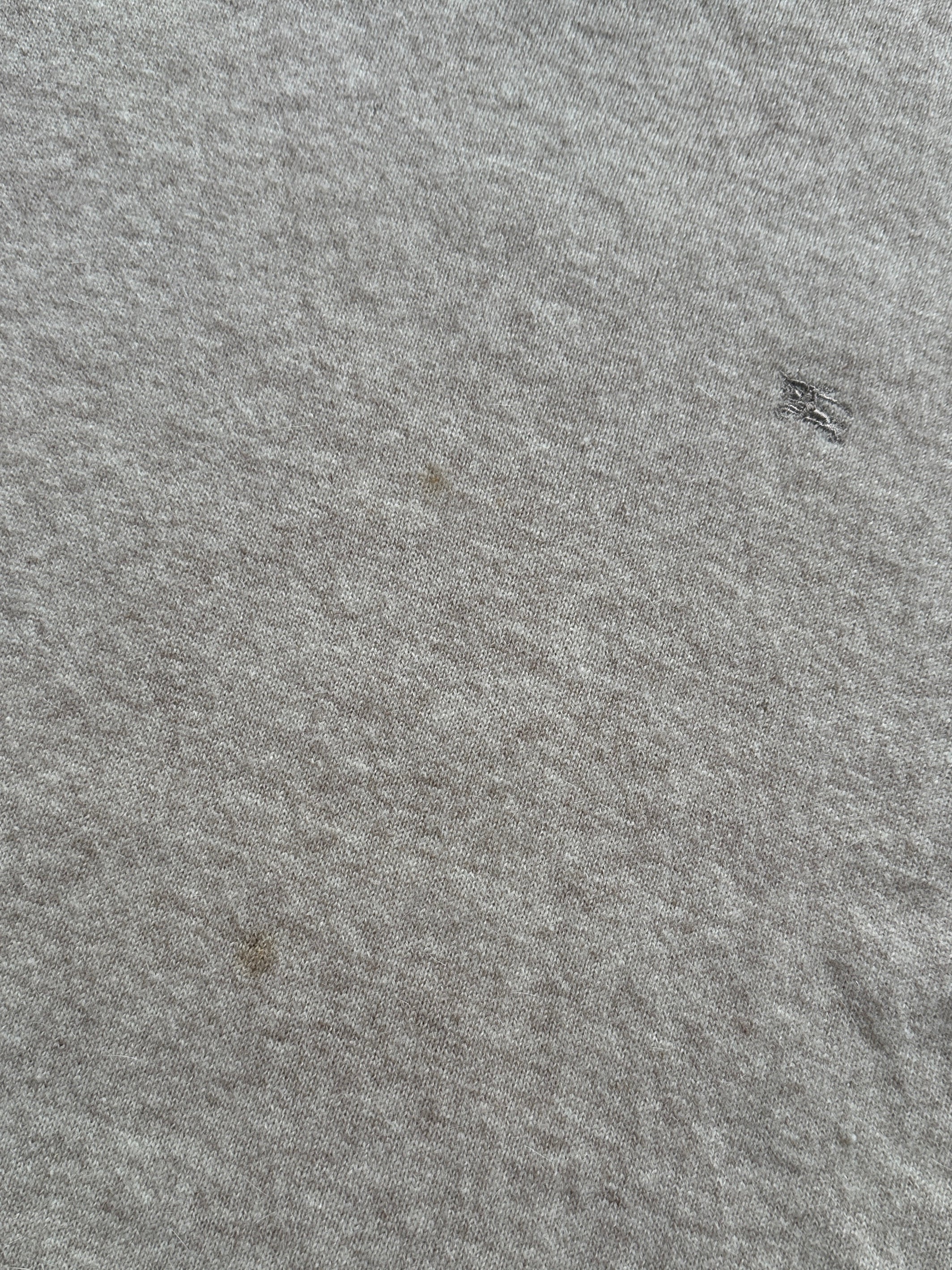 Burberry XL lambswool roll neck logo knit jumper, cream-colored with iconic check pattern and ribbed collar and cuffs.