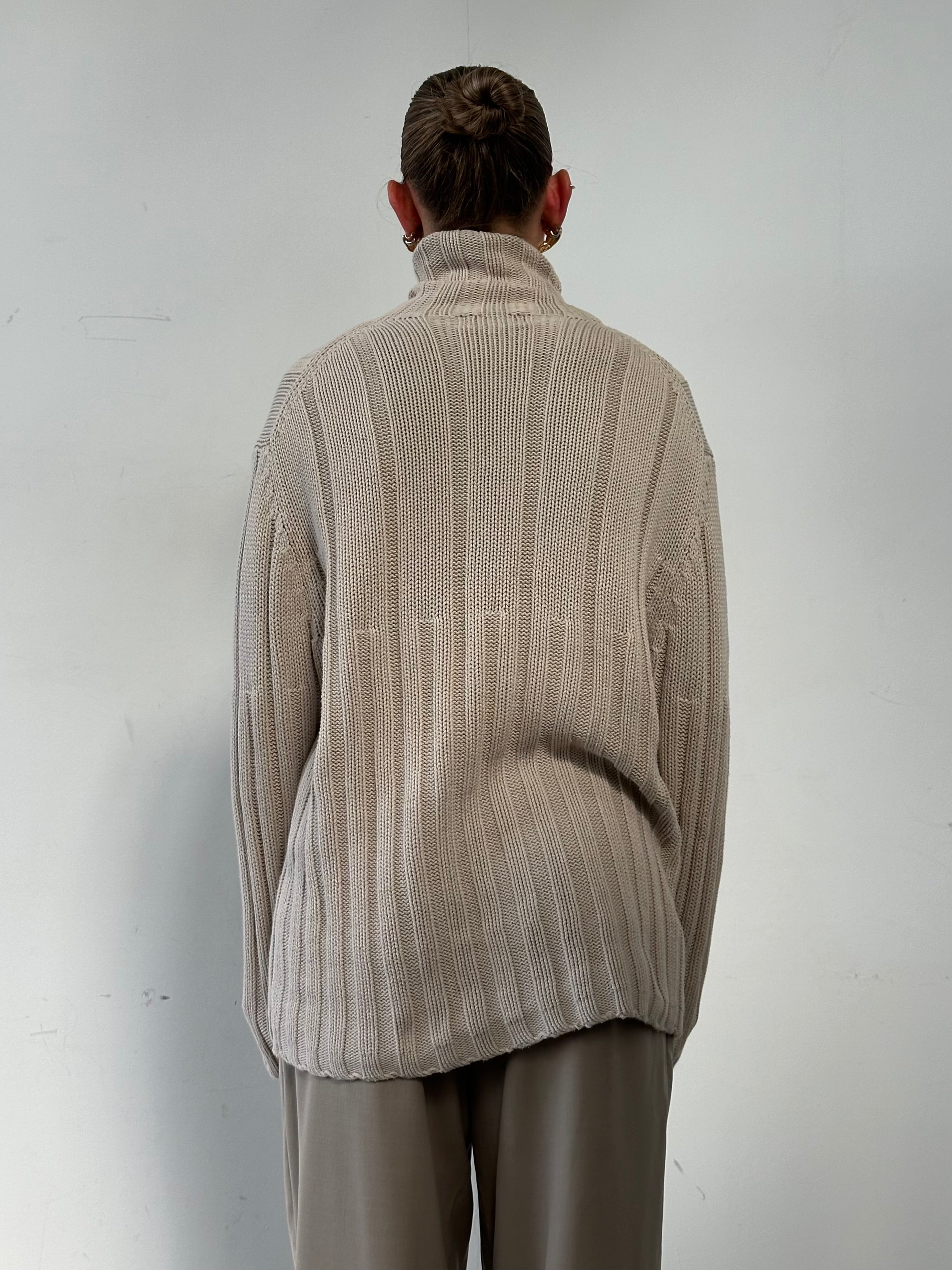 Yves Saint Laurent Pour Homme pure cotton logo roll neck jumper in XL, featuring a classic fit and embroidered logo detail.