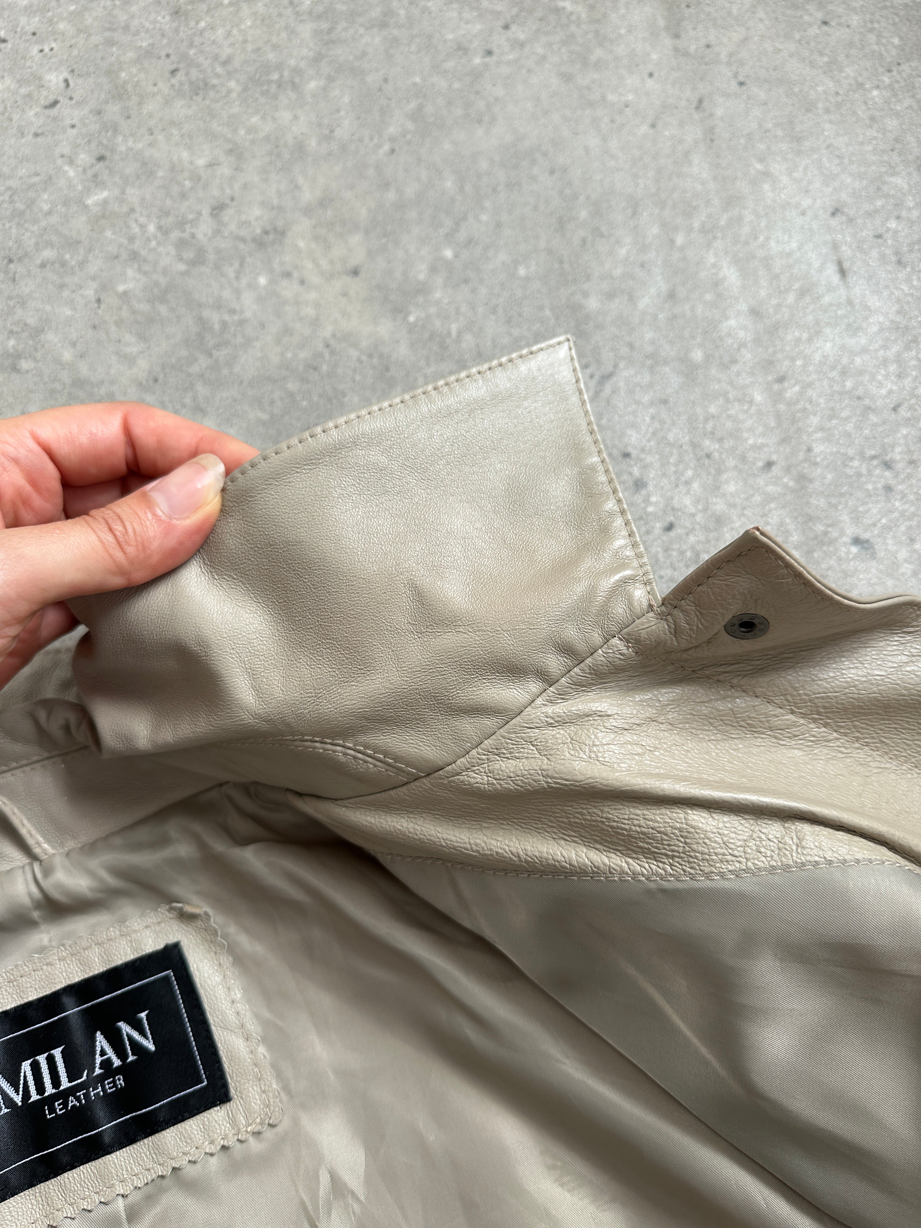 Vintage 1990s Concealed Placket Leather Jacket - M