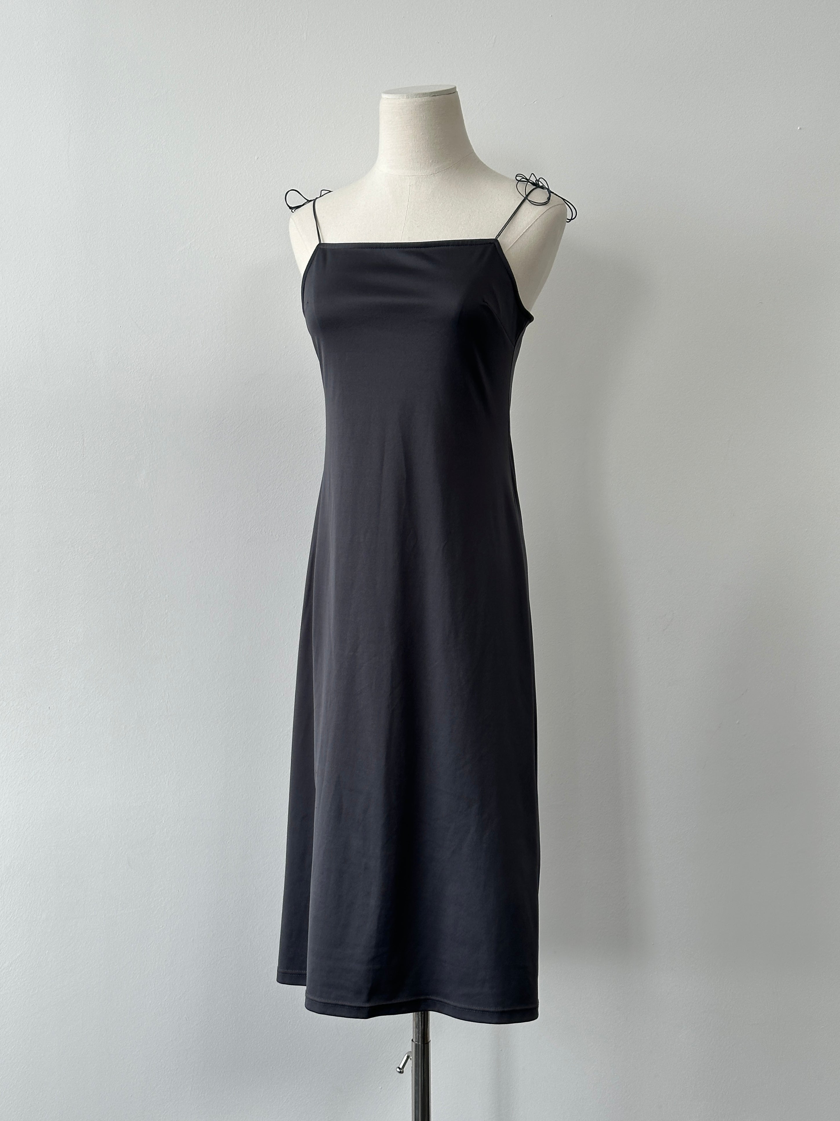 Vintage 1990s Square Neck Satin Midi Slip Dress - S