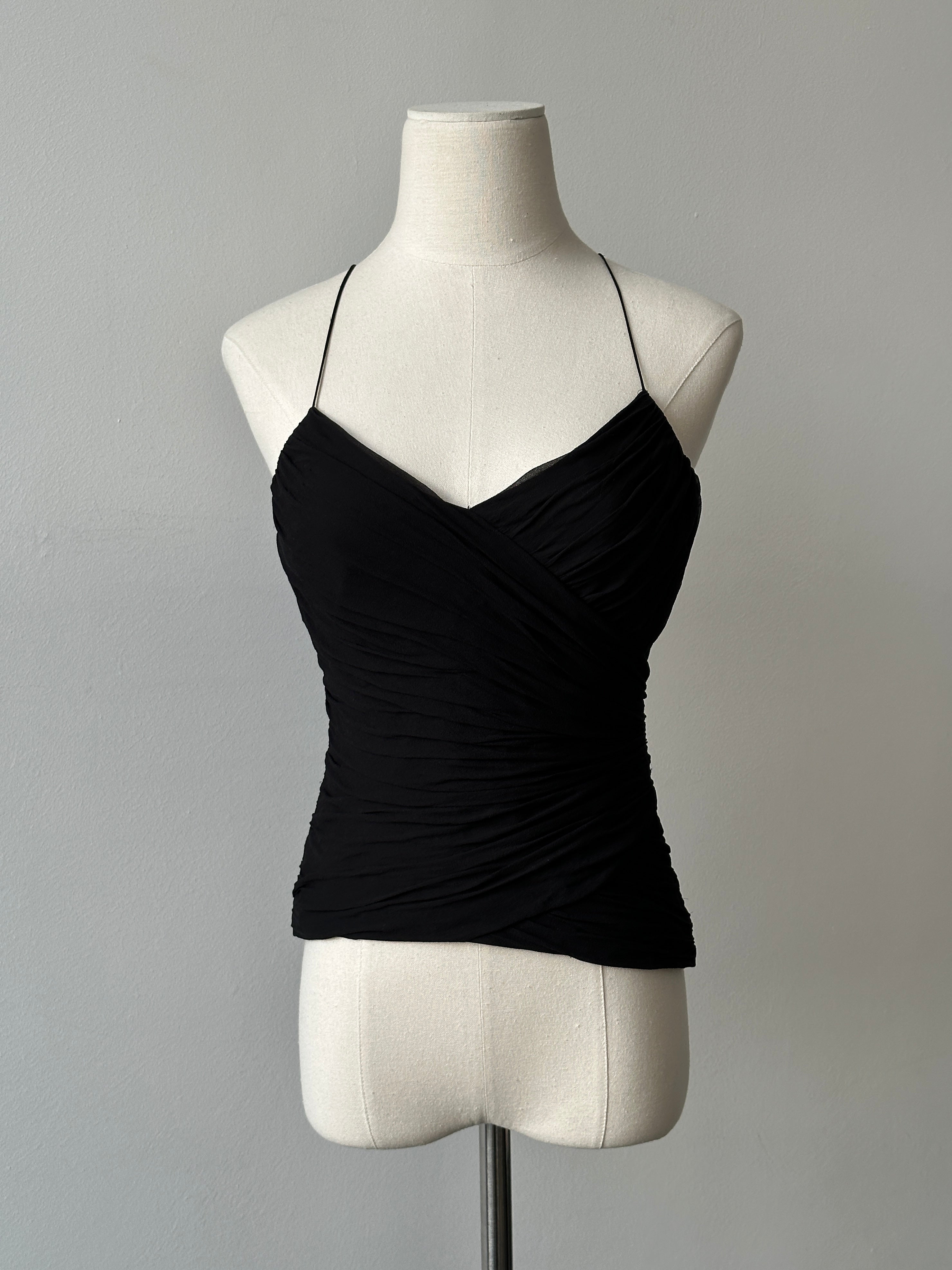 Vintage 2000s pure silk top in size S, featuring a sleek and smooth fabric with a classic design and elegant fit.