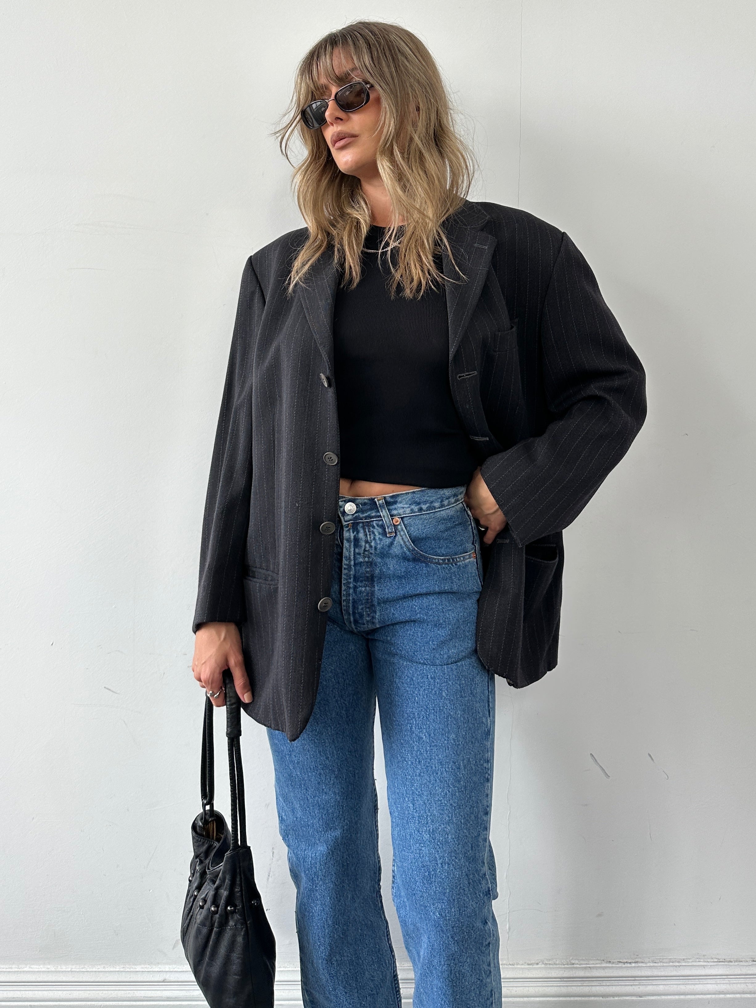 Kenzo Wool Pinstripe Single Breasted Blazer - 44R - SYLK