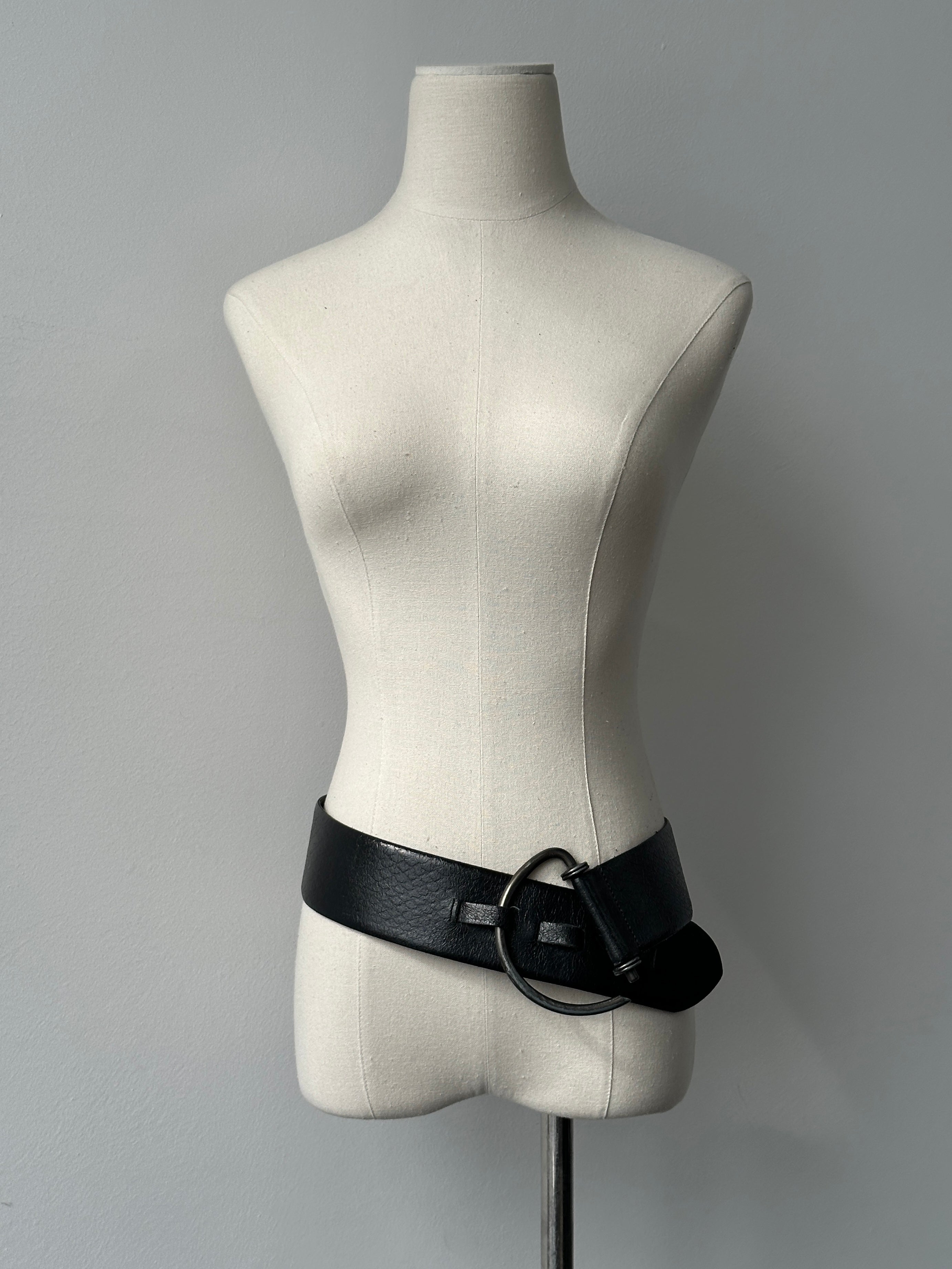 Vintage 1990s Leather Chunky D Ring Belt - W35-38