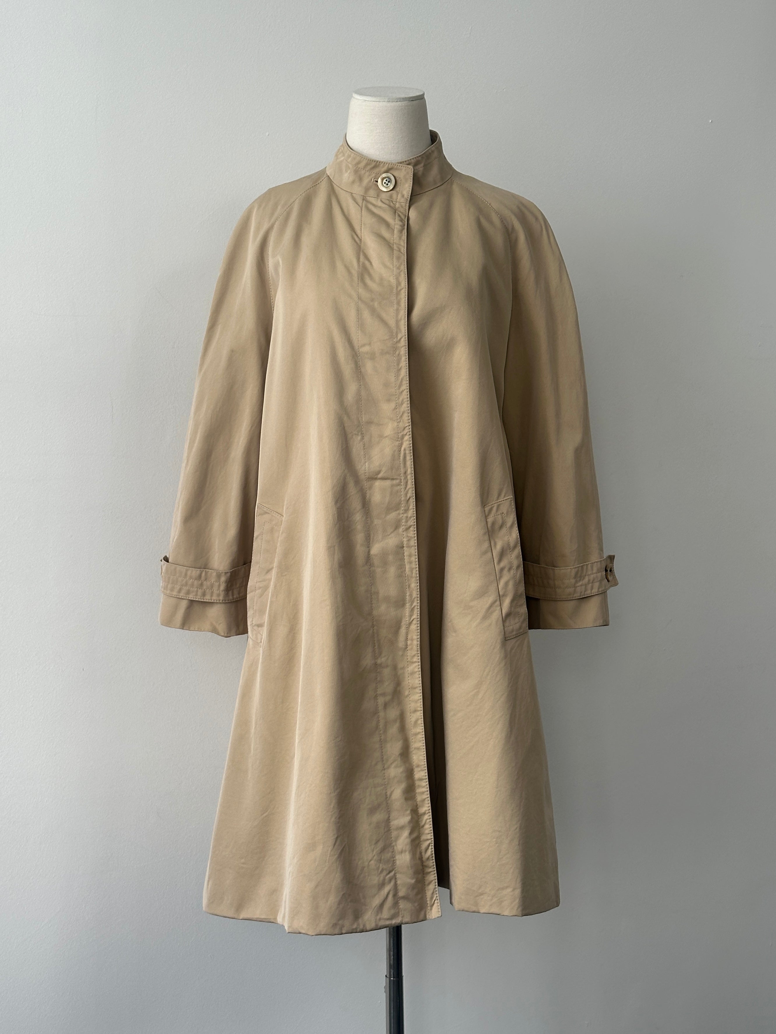 Aquascutum 1980s Aqua 5 Pure Cotton A-Line Trench Coat - S
