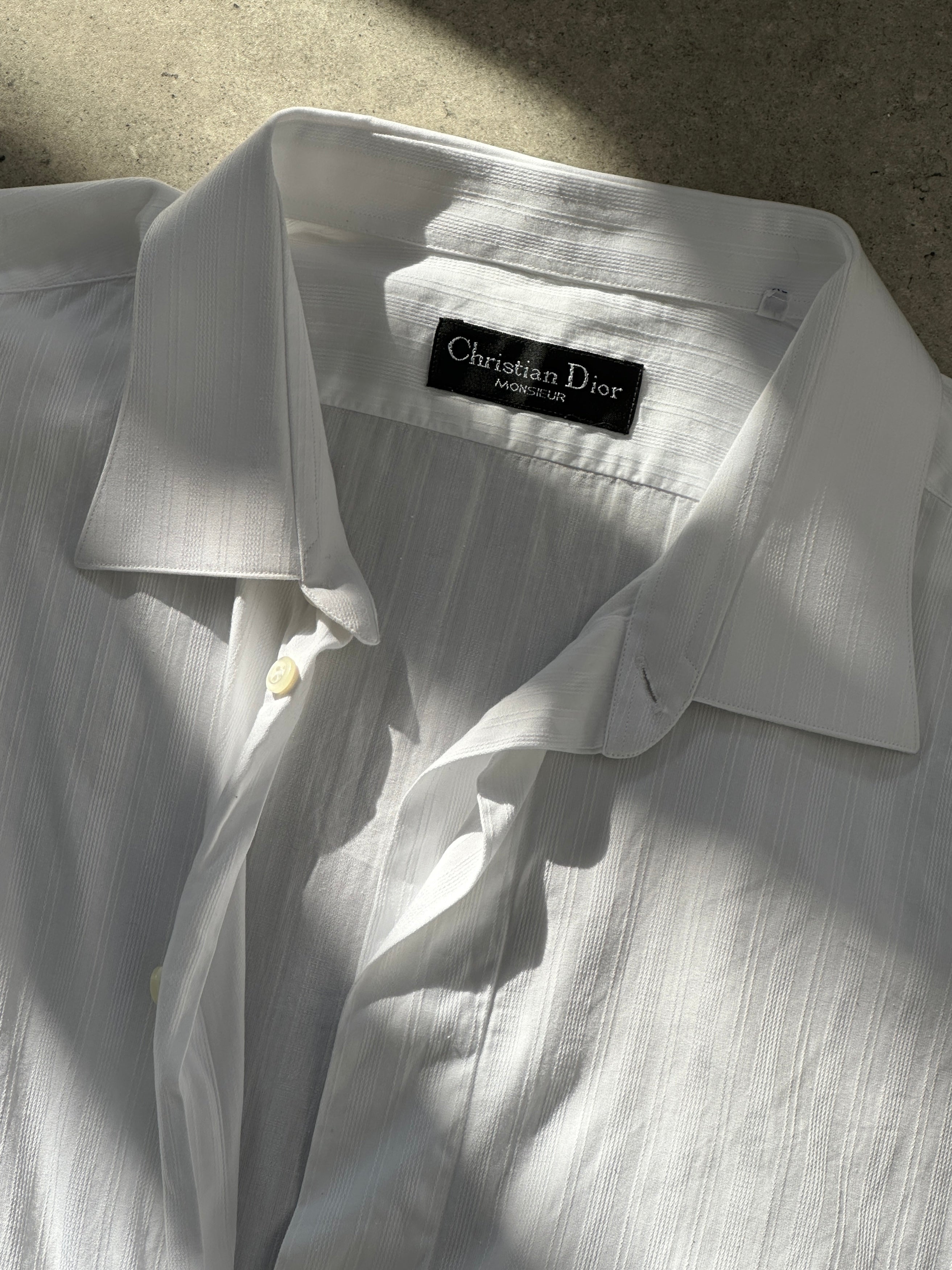 Christian Dior pure cotton stripe dress shirt in XL/XXL, featuring a classic button-down design and tailored fit.