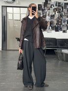 Vintage 1990s Double Breasted Lamb Leather Jacket - M - SYLK