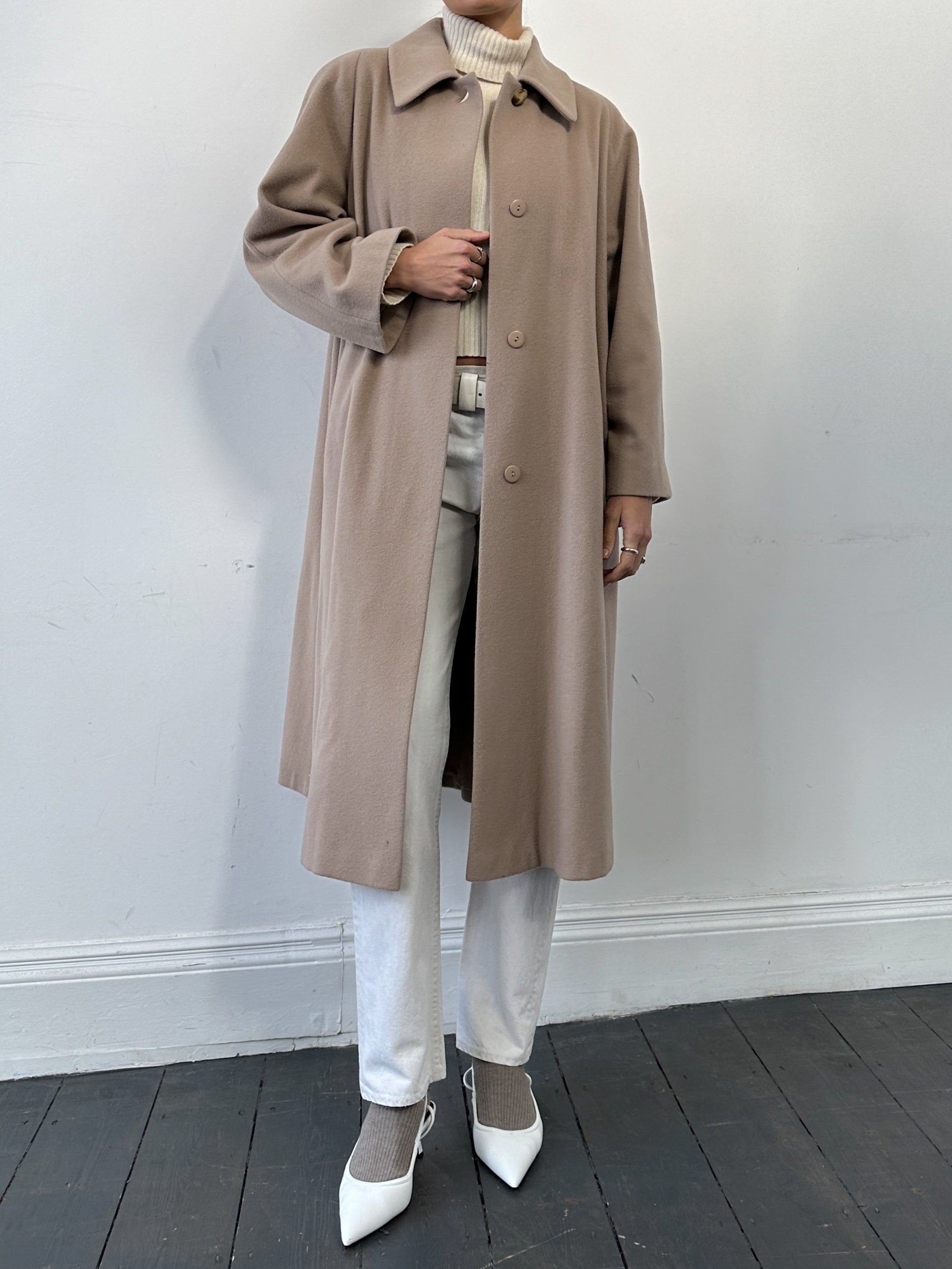 Vintage Wool Cashmere Concealed Placket Coat - M/L - SYLK