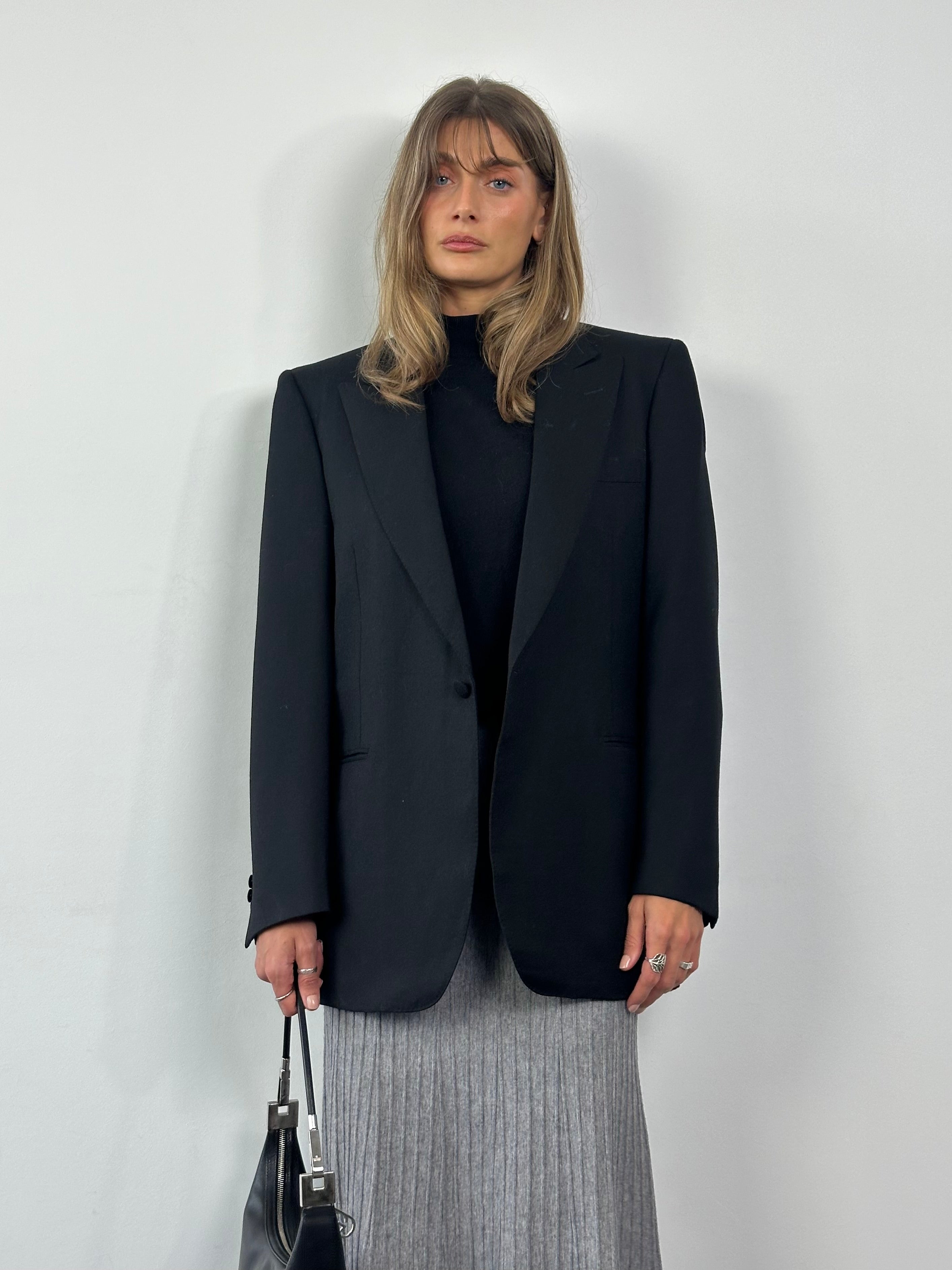 Christian Dior Monsieur 1990s brushed wool blazer, single button design in size 40R/L, classic men's blazer with tailored fit