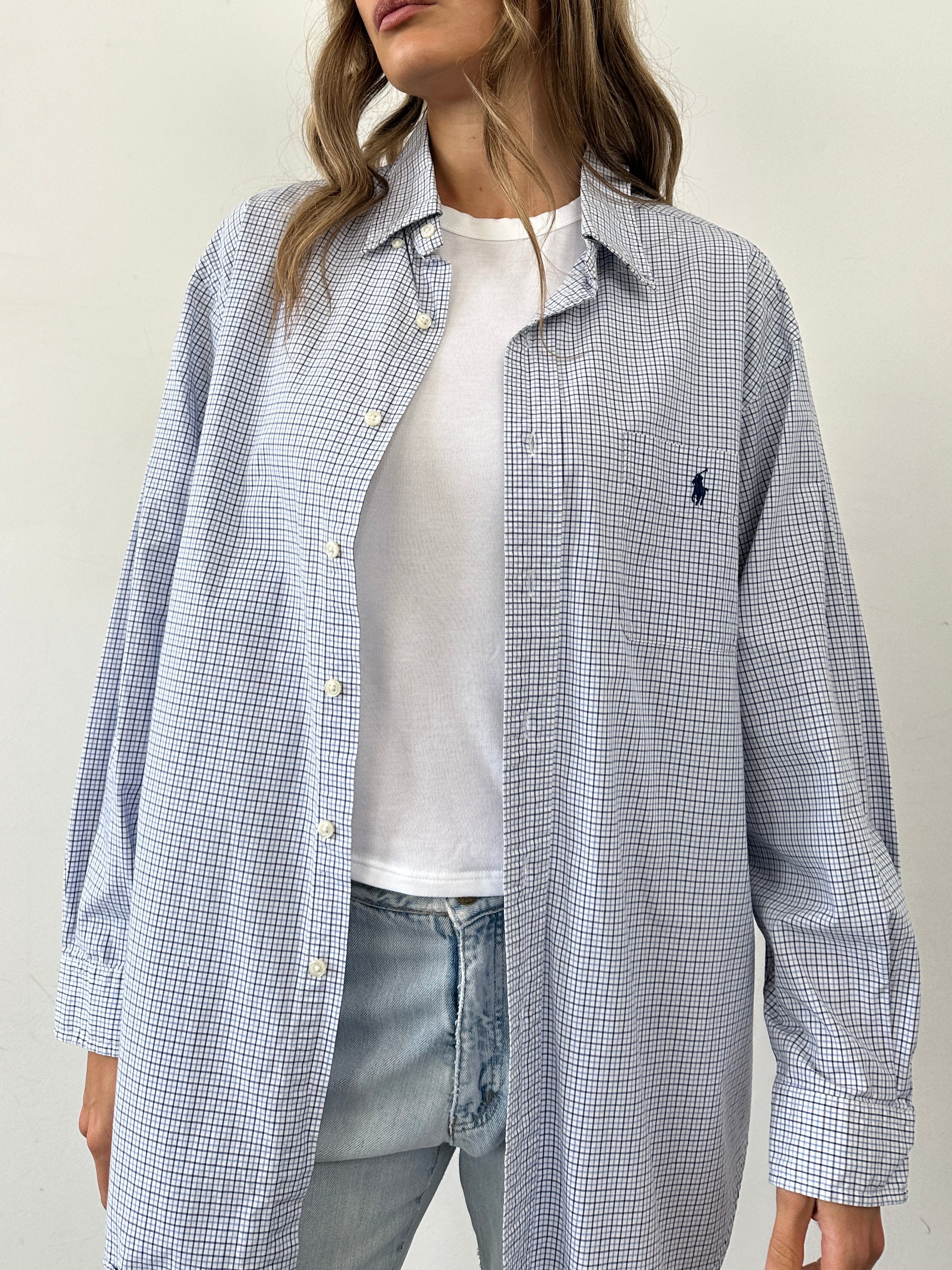 Ralph Lauren check pure cotton logo shirt in XL with classic plaid pattern and embroidered Ralph Lauren logo on the chest.
