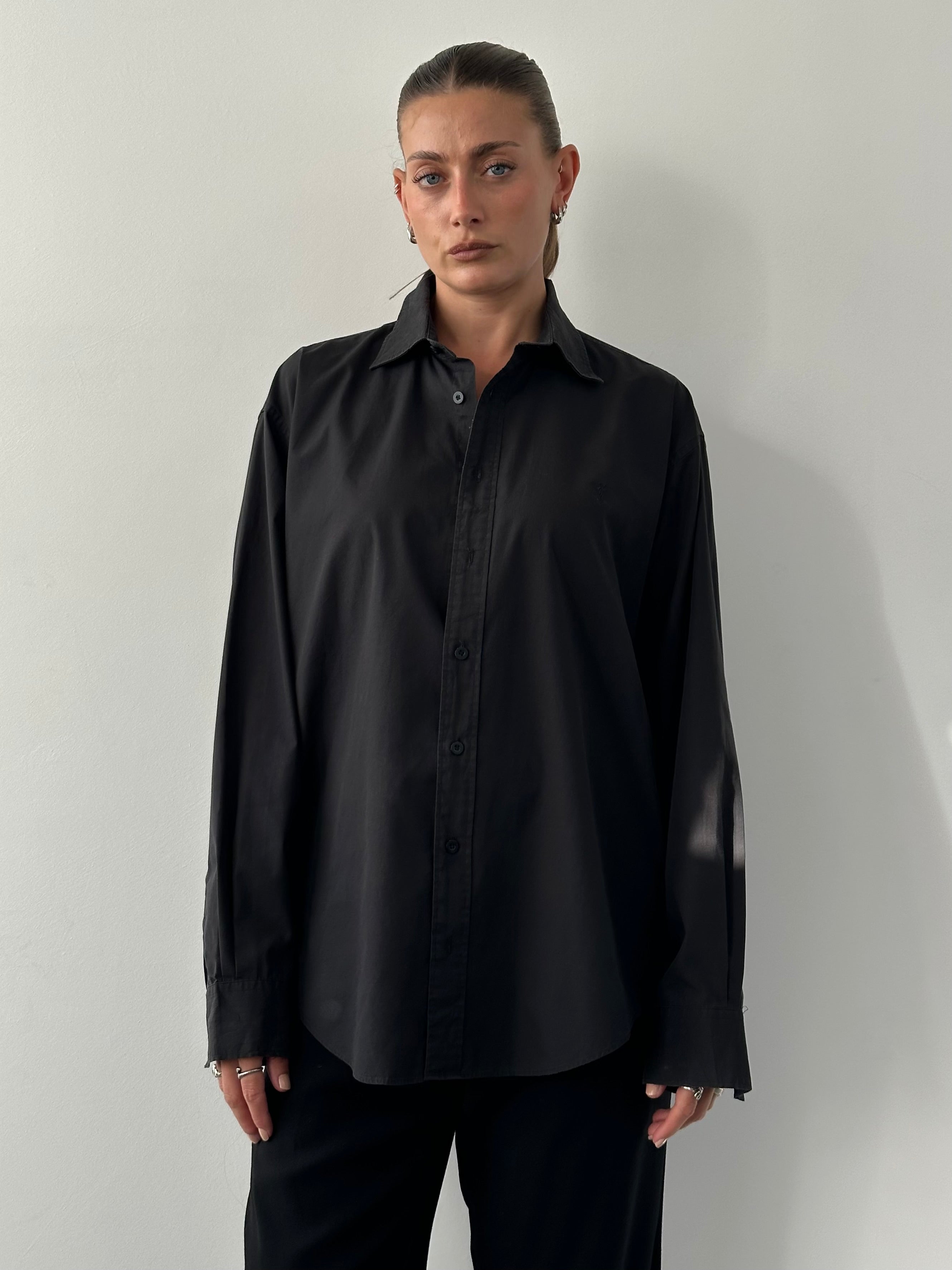 Yves Saint Laurent Pour Homme pure cotton logo shirt in XL, featuring a classic design with the YSL logo on the chest.