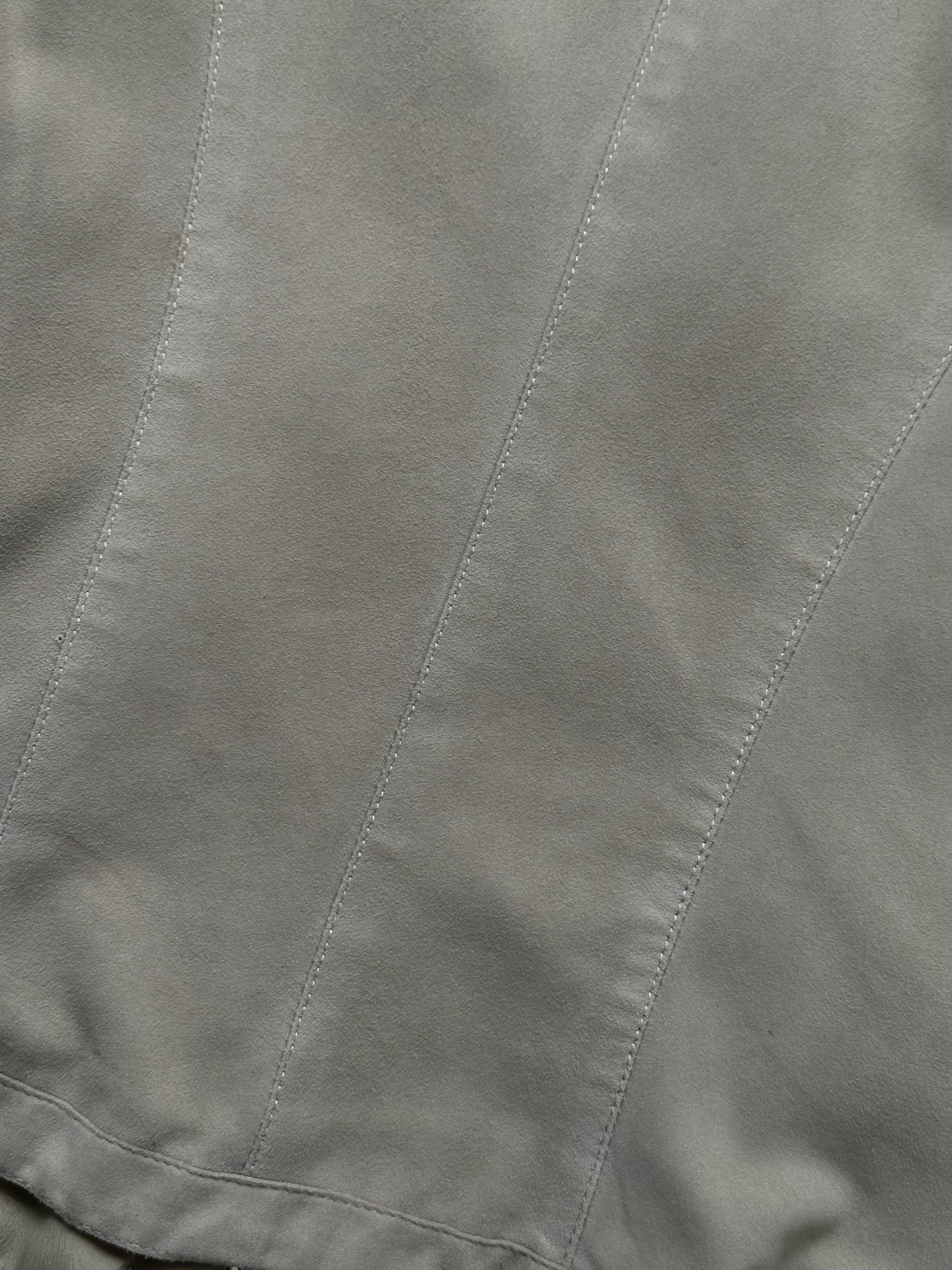 Armani Collezioni 2000s double zip suede leather jacket in XS/S, featuring a stylish design with dual zippers and soft suede material.