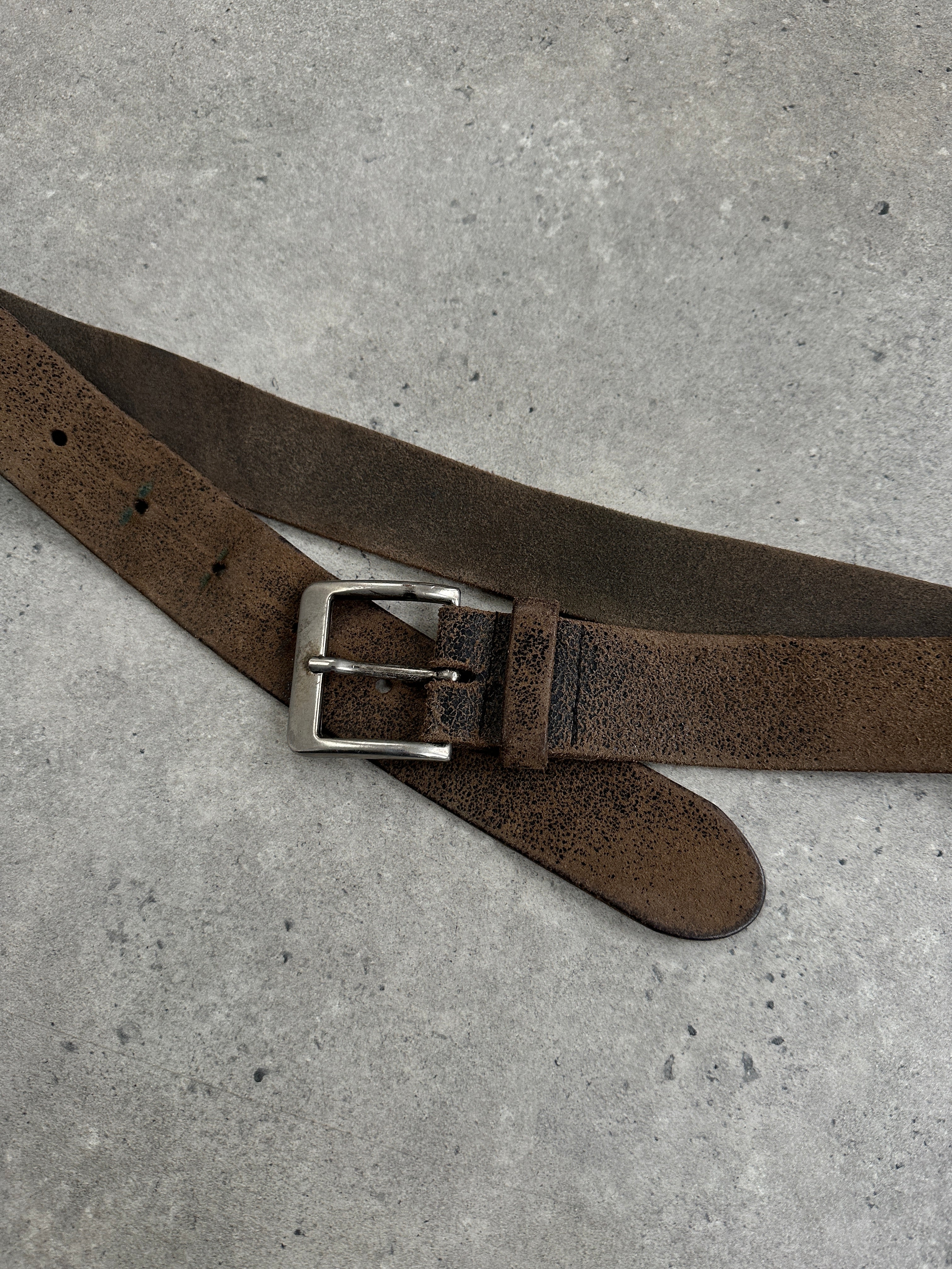 Vintage 1990s Distressed Leather Belt - W34-40 - SYLK