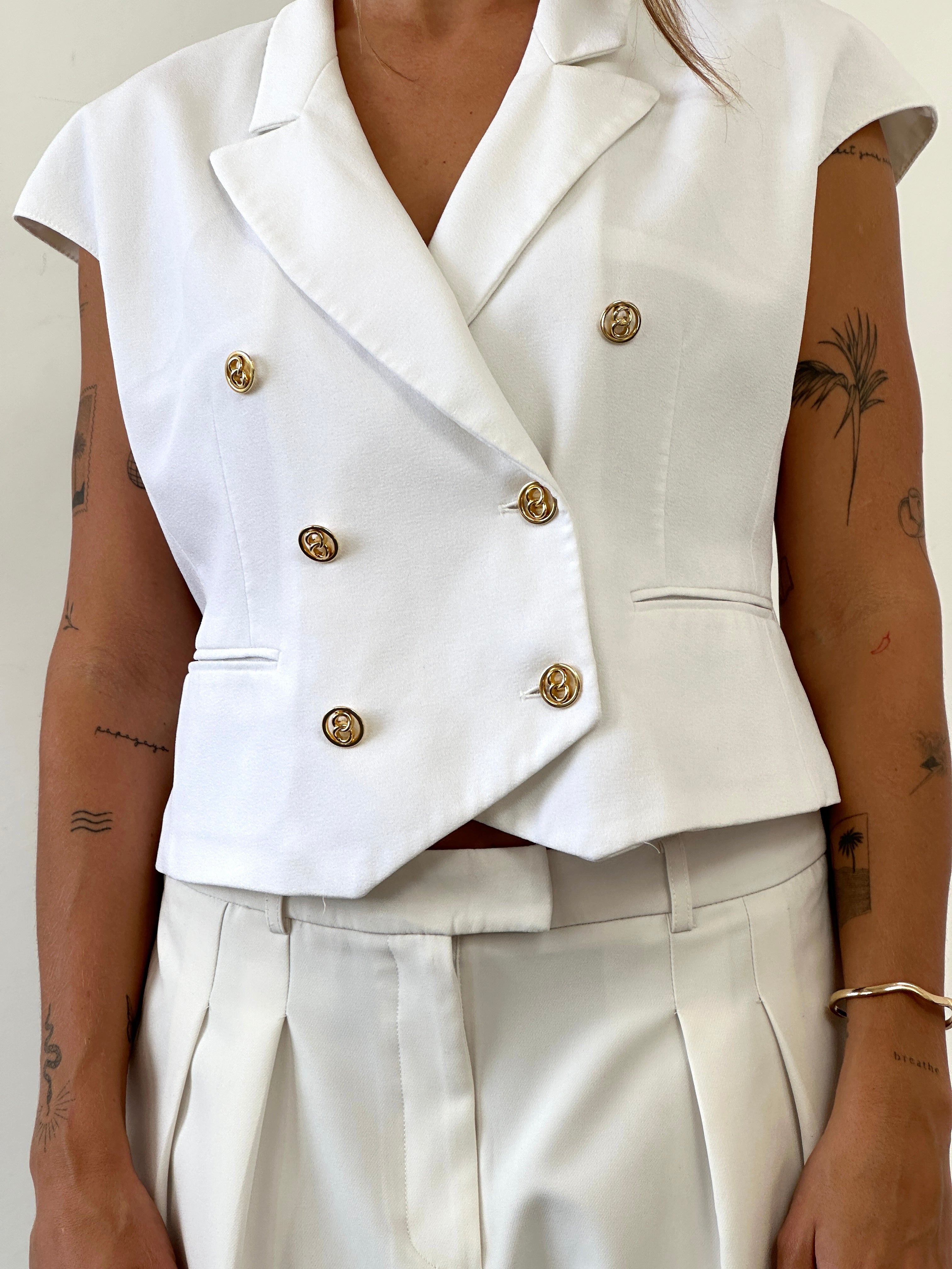 St Michael circa 90s double-breasted waistcoat in size M/L, featuring classic design and button details.