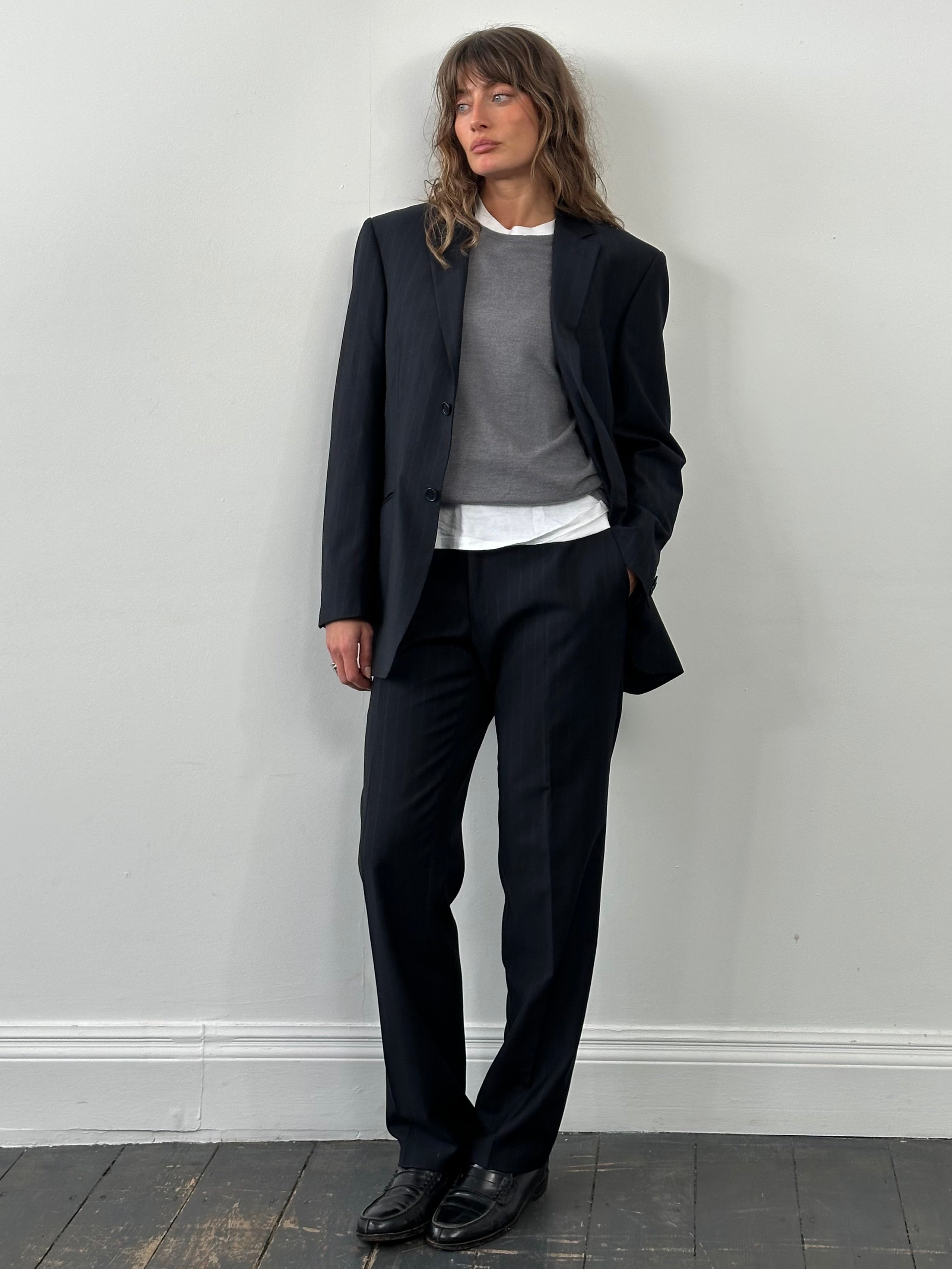 Balmain 1990s Wool Stripe Single Breasted Suit - 38R/W30 - SYLK