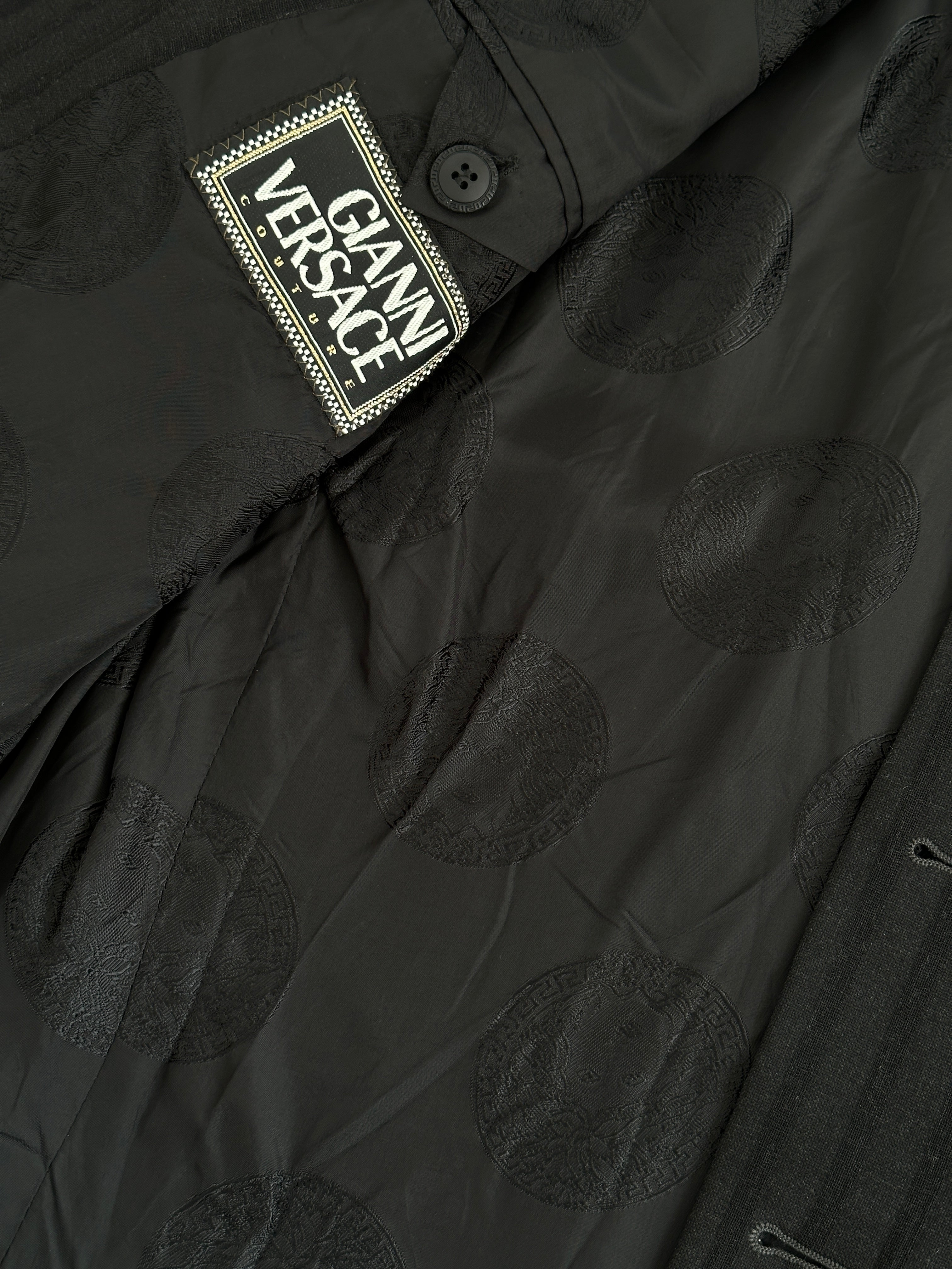 Versace Gianni Versace Couture stripe single-breasted blazer in size 40R/L, featuring bold stripe pattern and tailored fit.