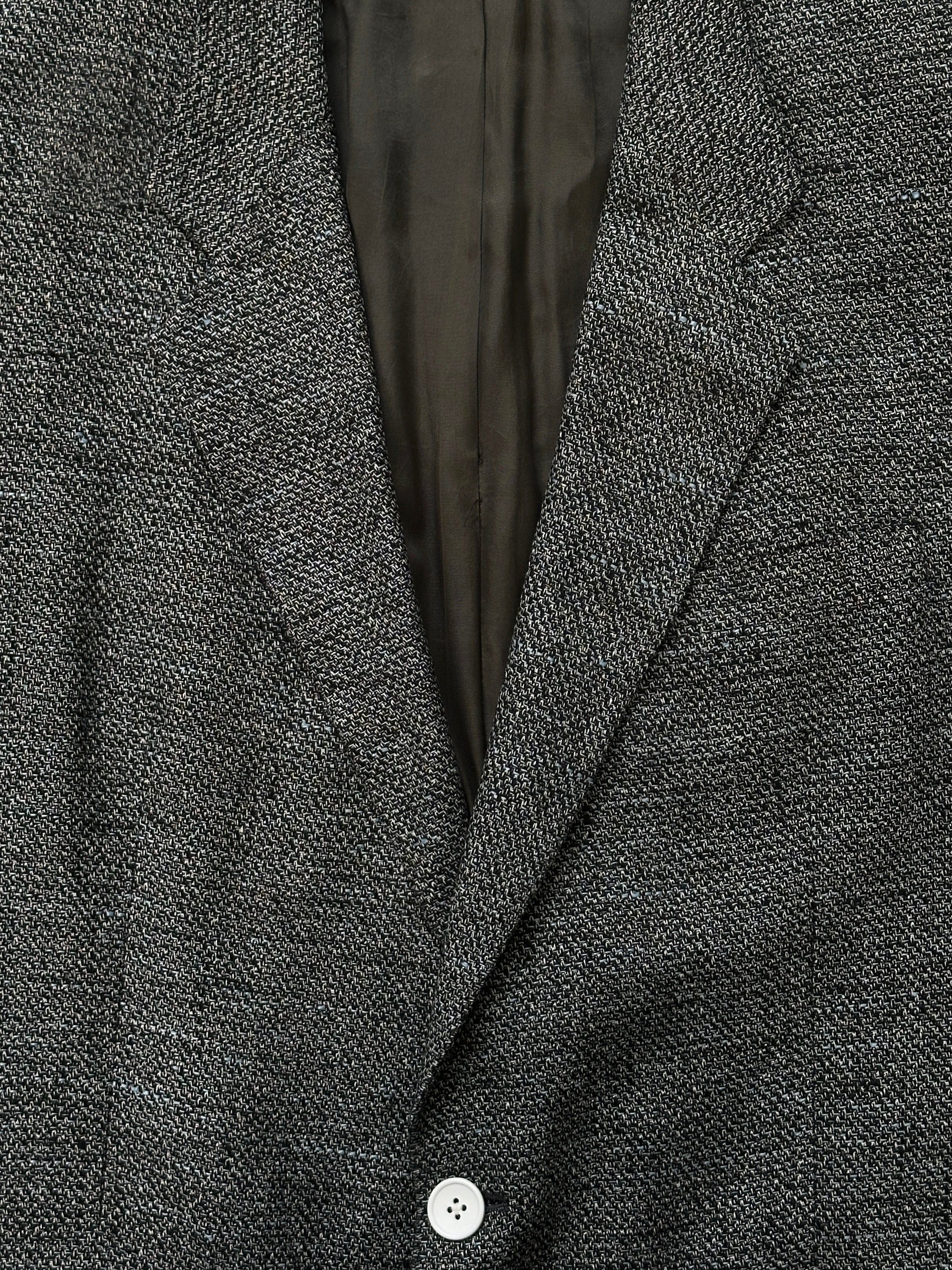 Christian Dior Monsieur 1990s pure silk blazer in size 44R/XL, shown hanging with a tailored fit and classic lapel design.