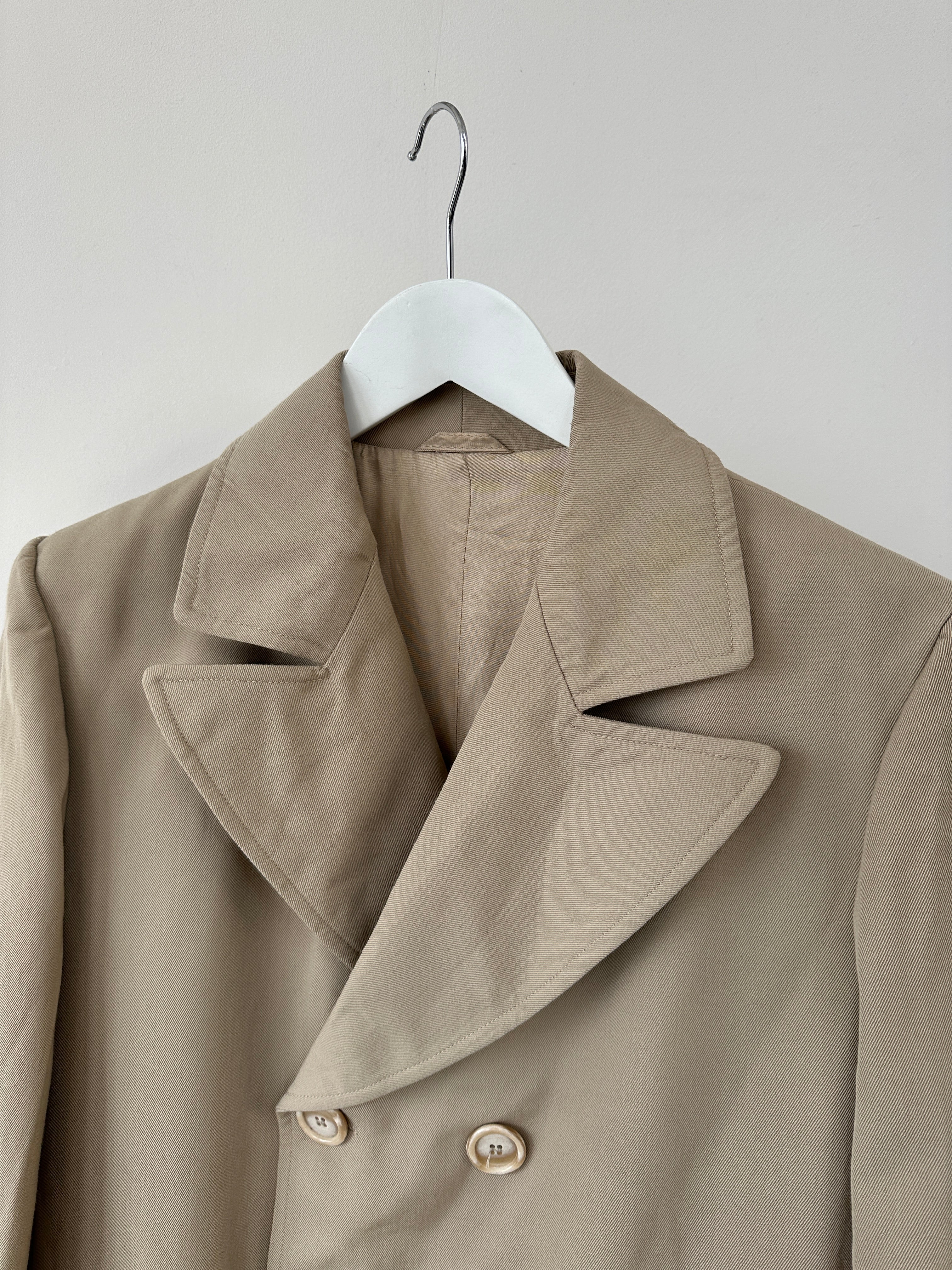 Italian Vintage Pure Wool Double Breasted Trench Coat - S/M - SYLK