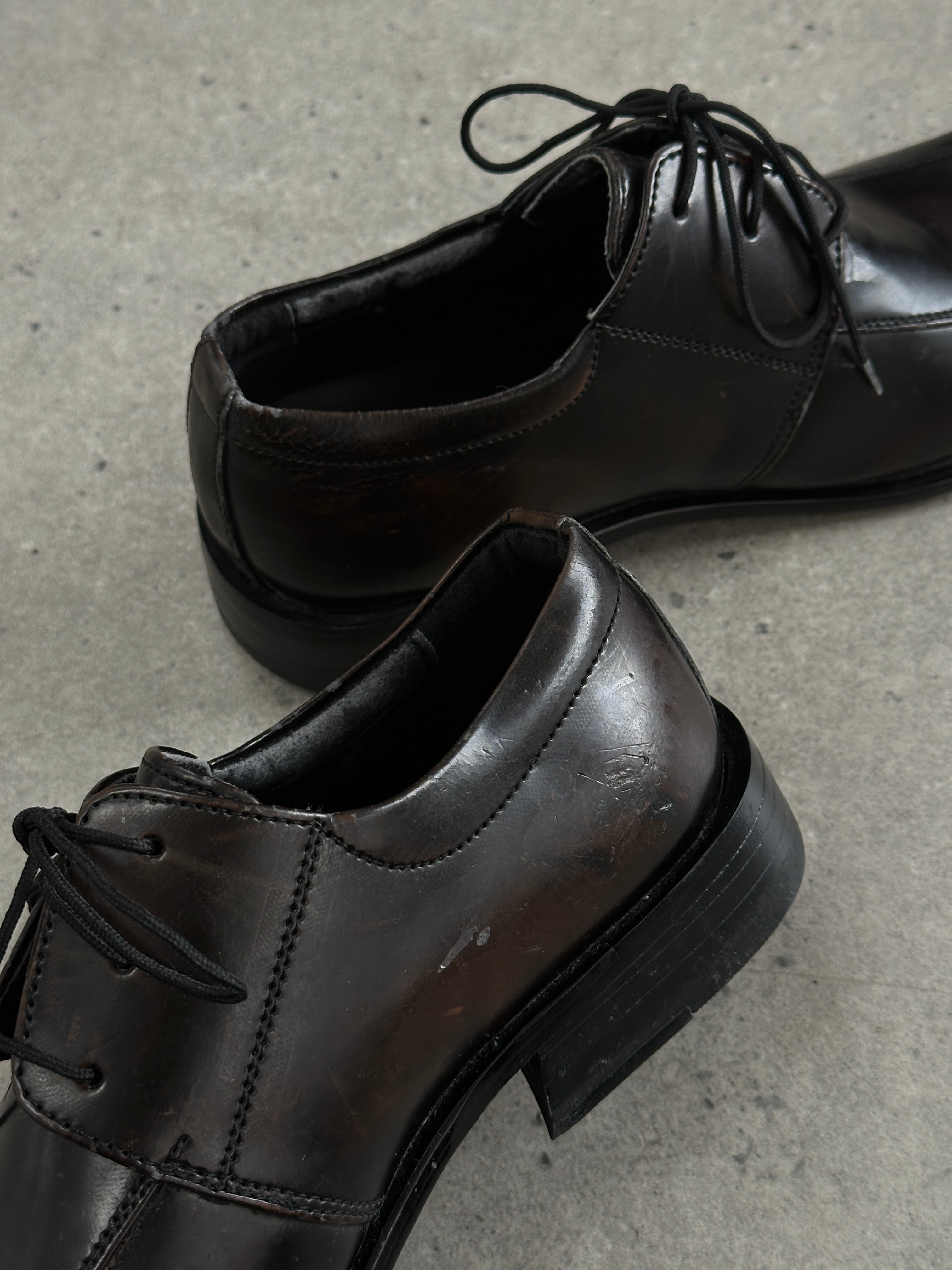 Versace Classic V2 leather square toe loafers in UK size 7, stylish men's shoes with sleek design and premium craftsmanship.