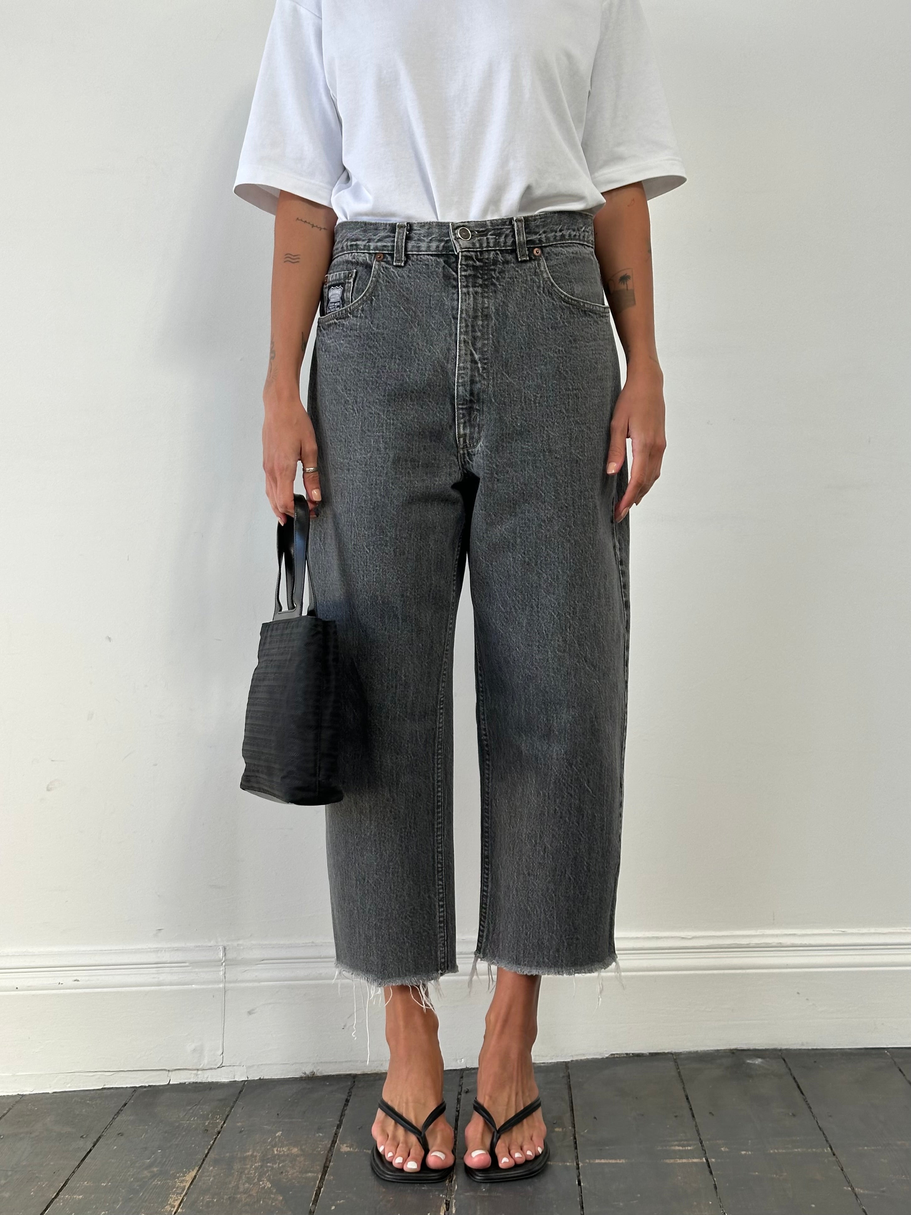 Levi’s 80s 727 Silver Tab loose fit denim jeans in W30, showing the classic light blue distressed denim and relaxed fit style.