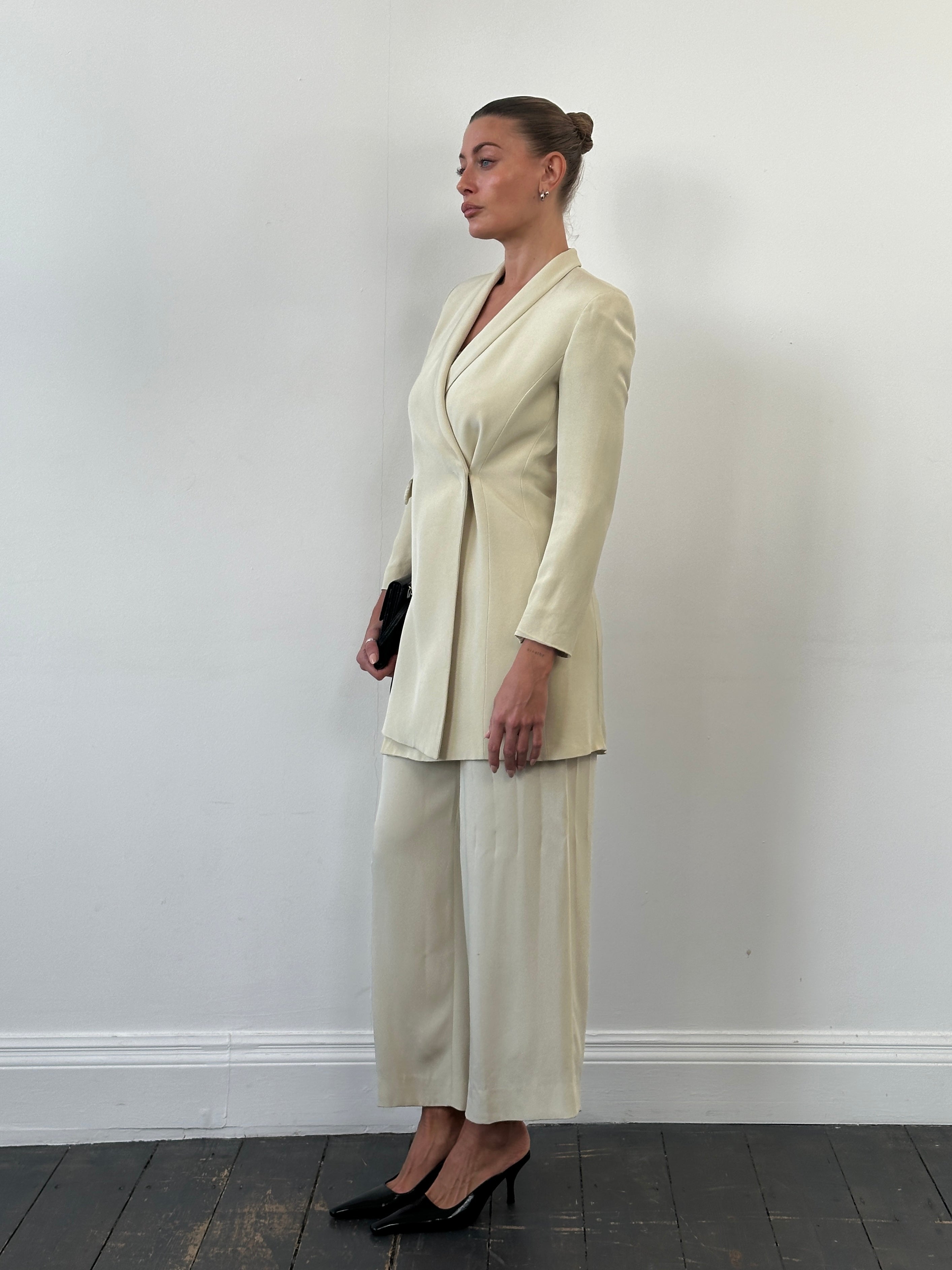 Emporio Armani 1990s Wide Leg Tailored Suit - 36R/W26 - SYLK