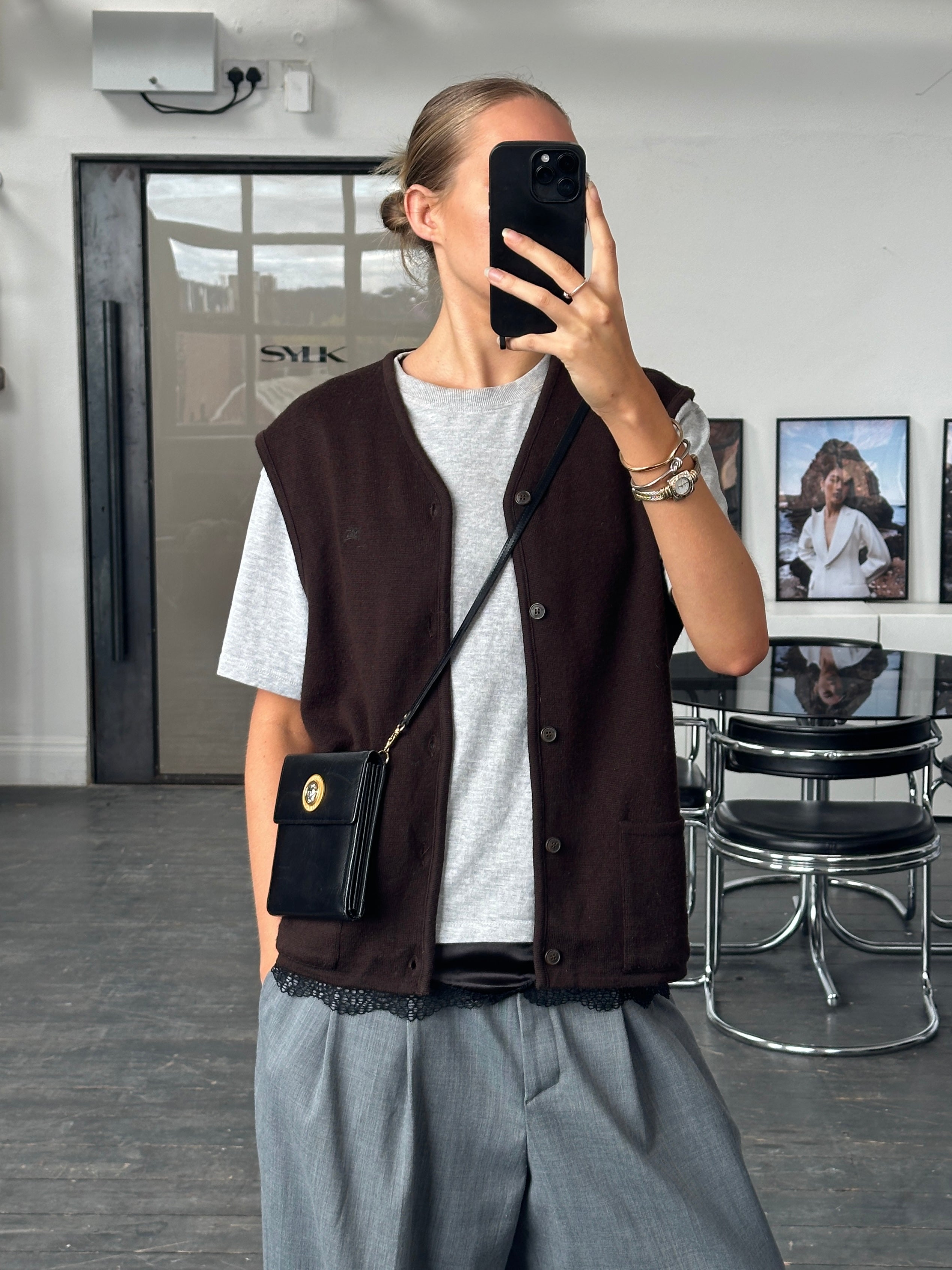 Burberry 1990s Merino Wool Logo Sleeveless Waistcoat - M - SYLK