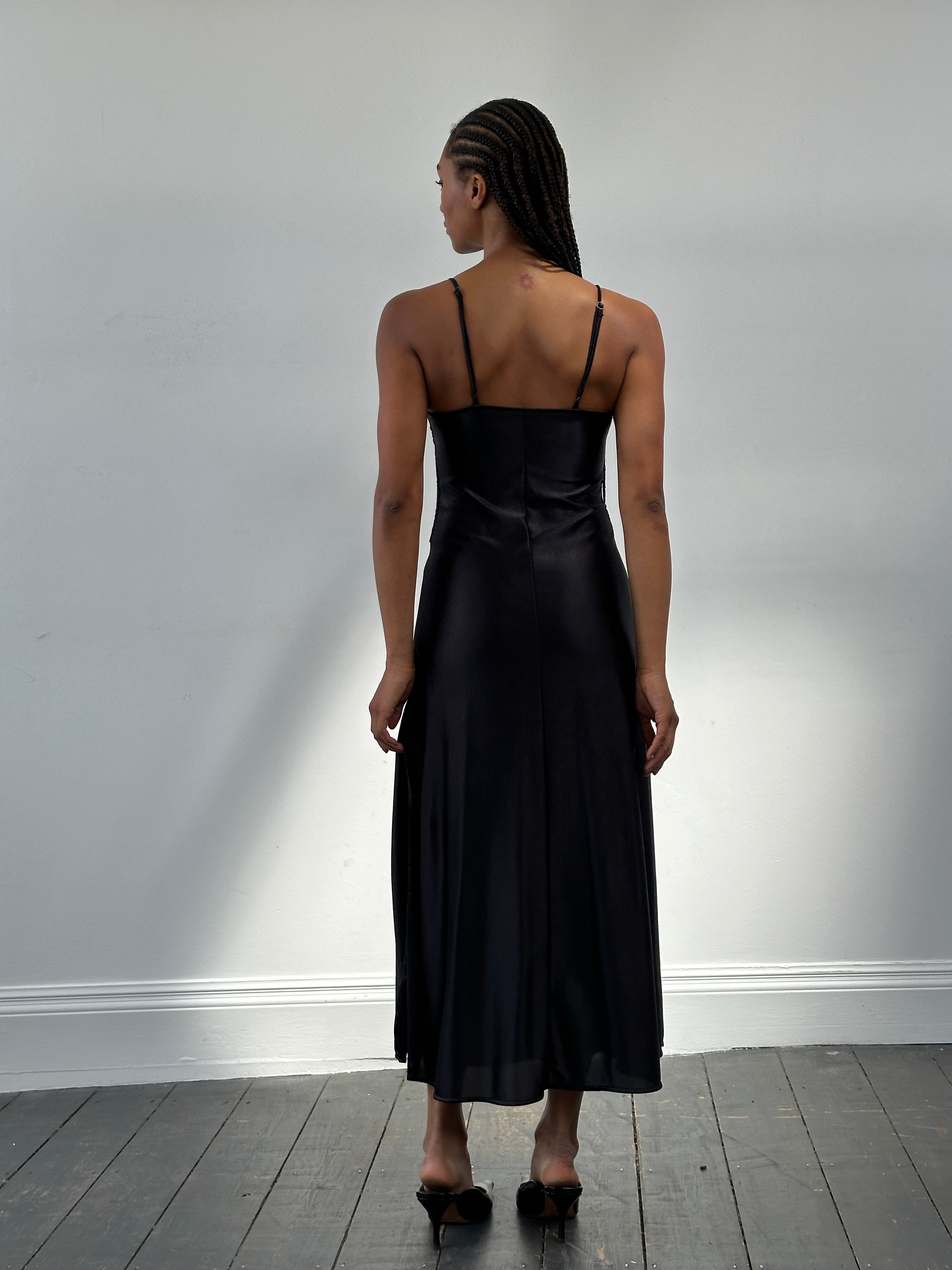 Vintage 2000s Lace Satin Maxi Slip Dress - XS - SYLK