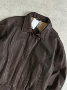 Vintage Distressed Leather Bomber Jacket - M - SYLK