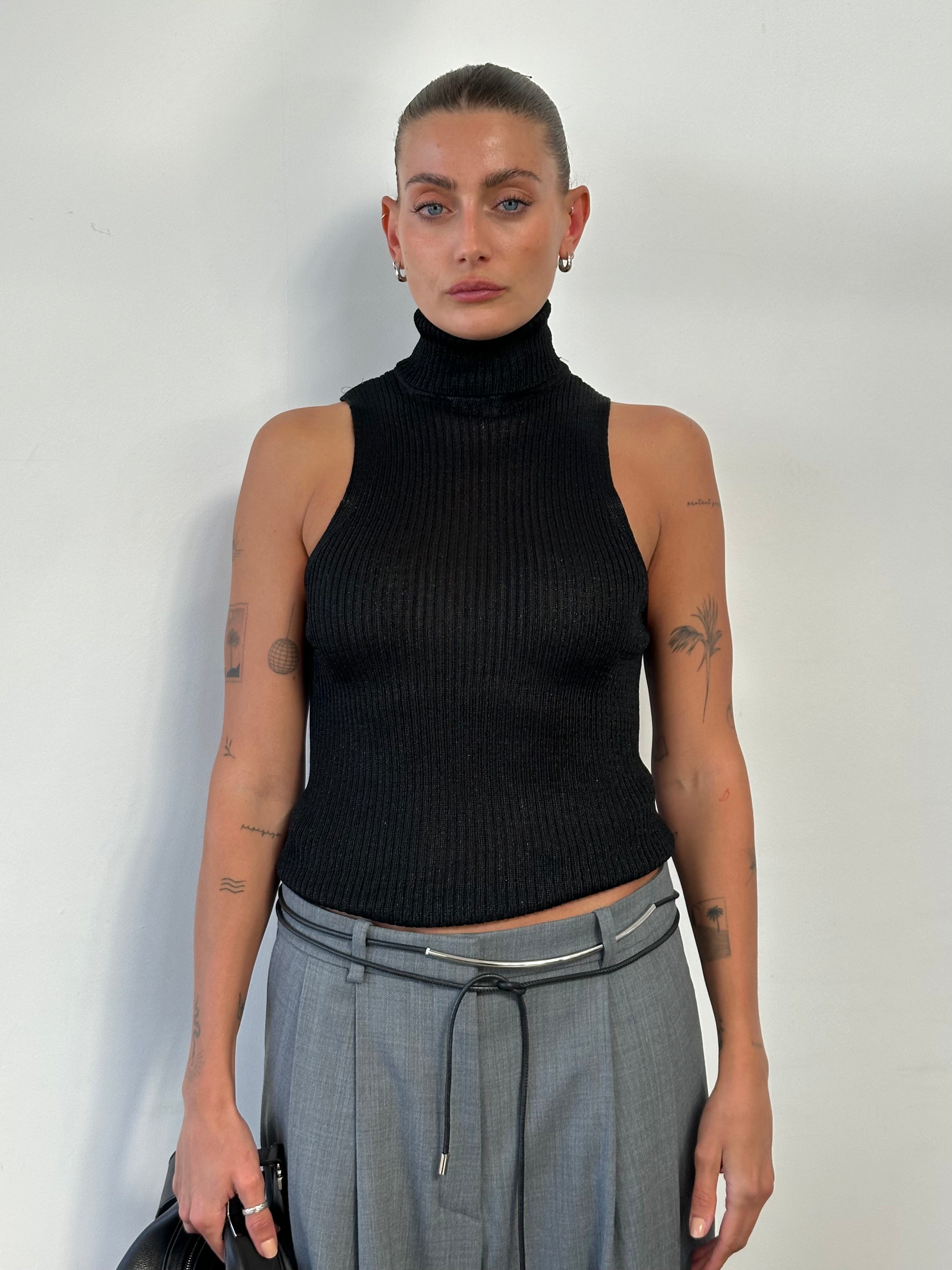 Vintage Sleeveless Roll Neck Top - M - SYLK