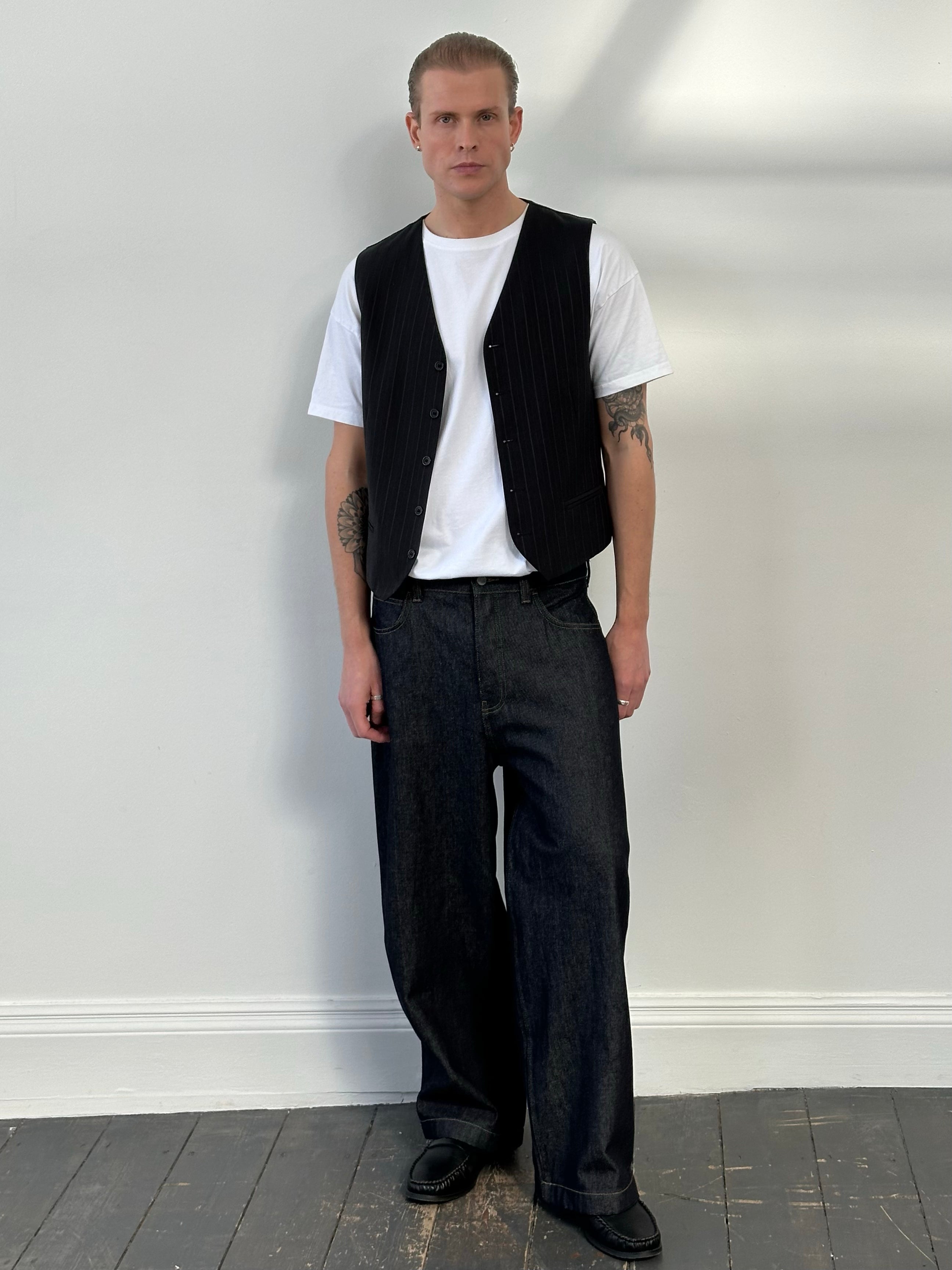 Vintage 1990s Striped Tailored Waistcoat - M
