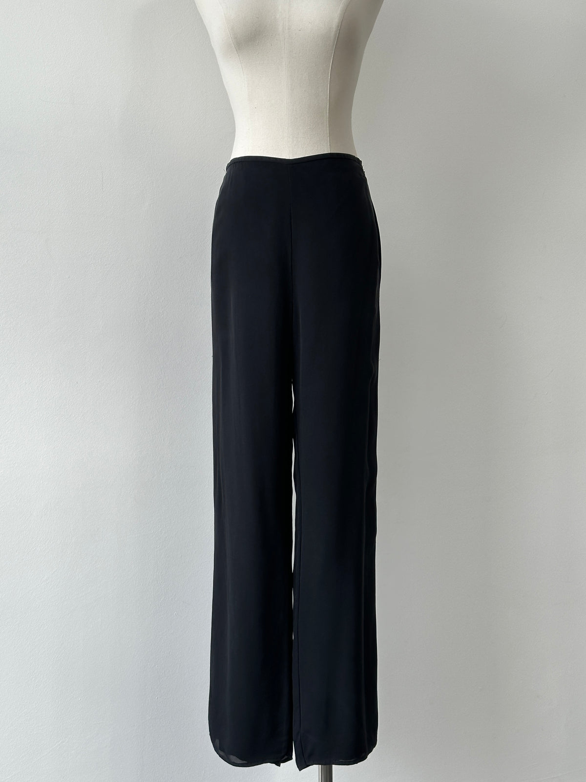 Vintage 1990s Pure Silk Wide Leg Trousers - W30