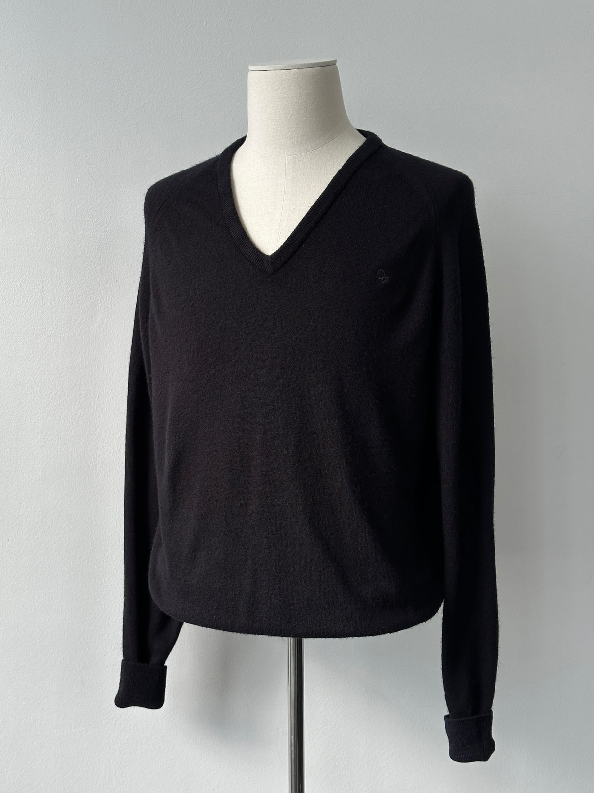 Christian Dior 1990s V Neck Knit Logo Jumper - L