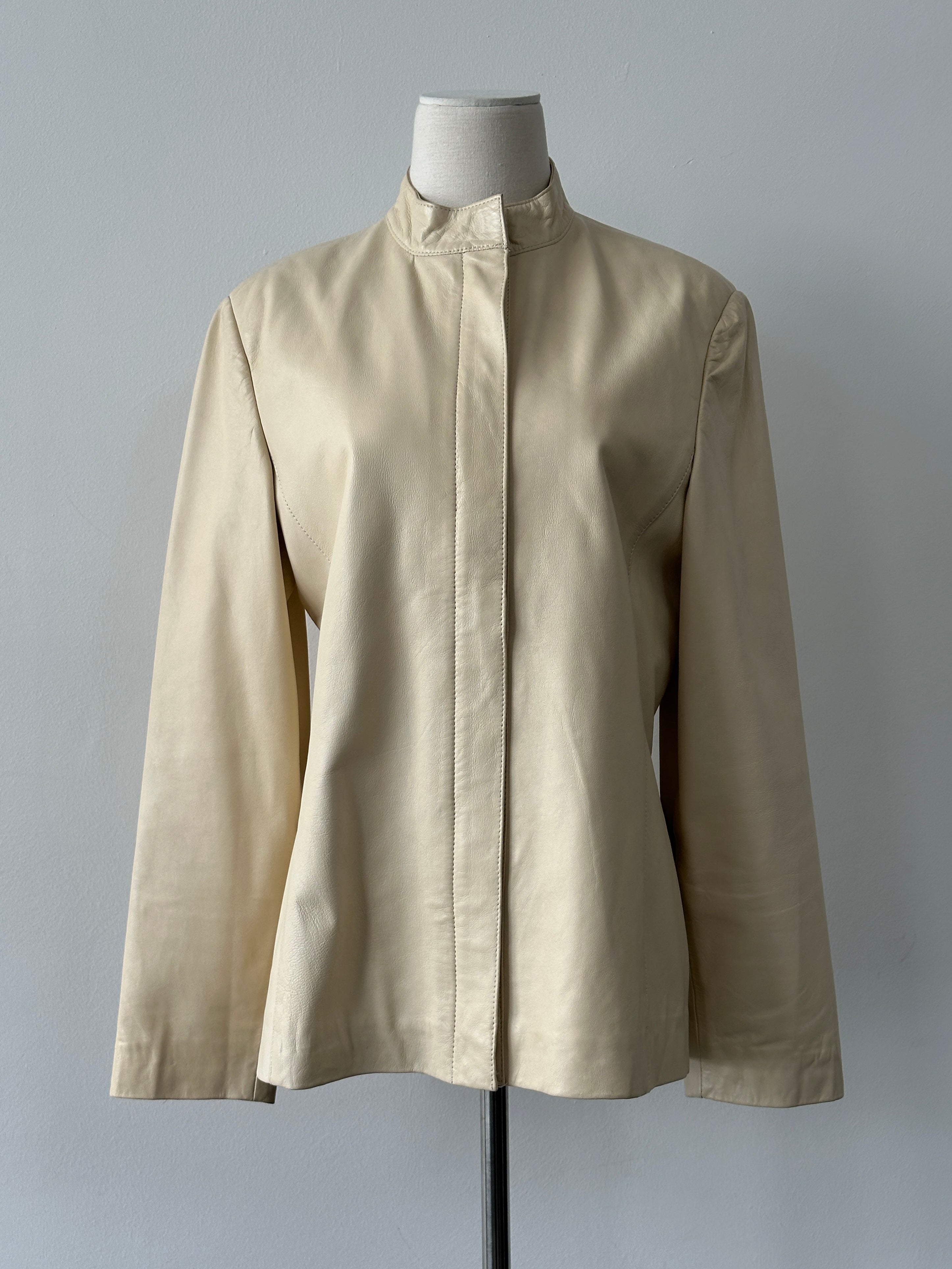 Vintage 1990s Concealed Placket Leather Jacket - M