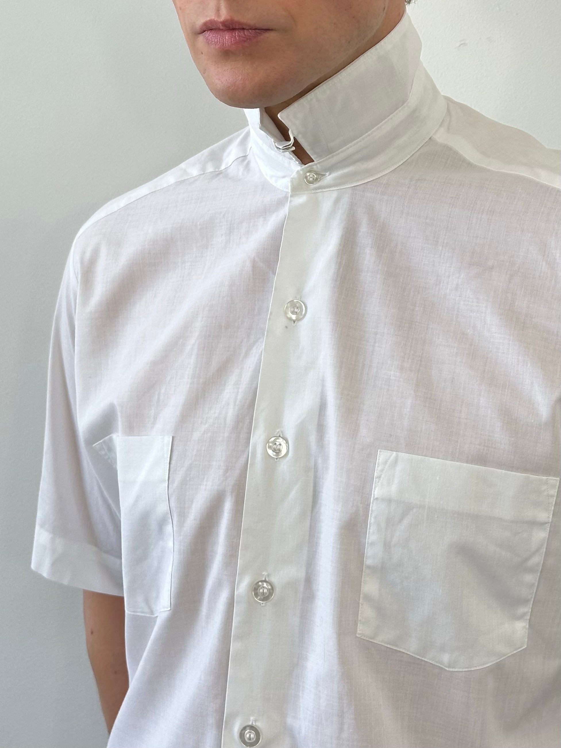 Vintage 1990s High Neck Short Sleeve Shirt - S