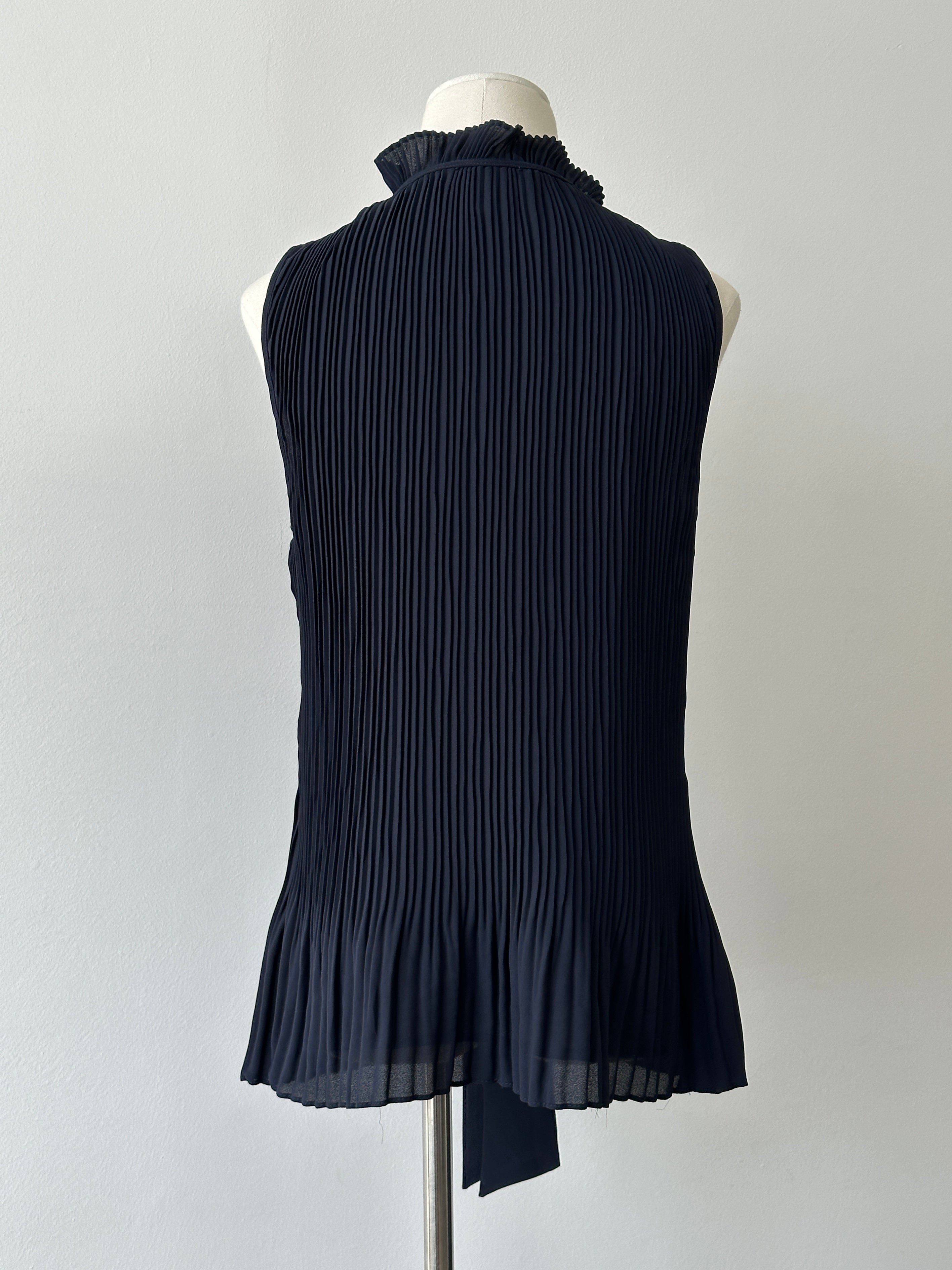 DKNY 2000s Pleated Sleeveless Tie Top - L