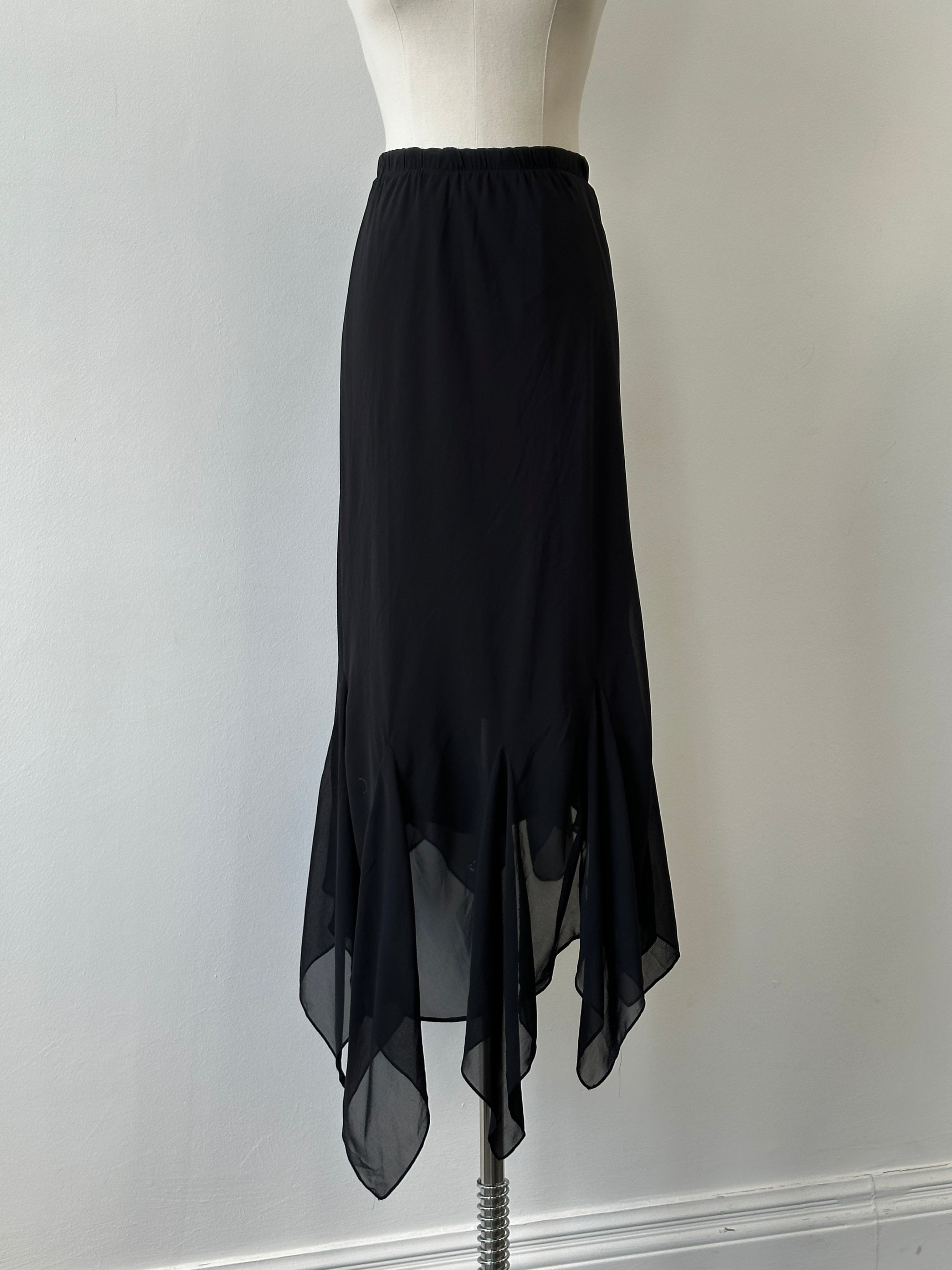 Vintage 2000s Asymmetrical Layered Sheer Midi Skirt - W24-28