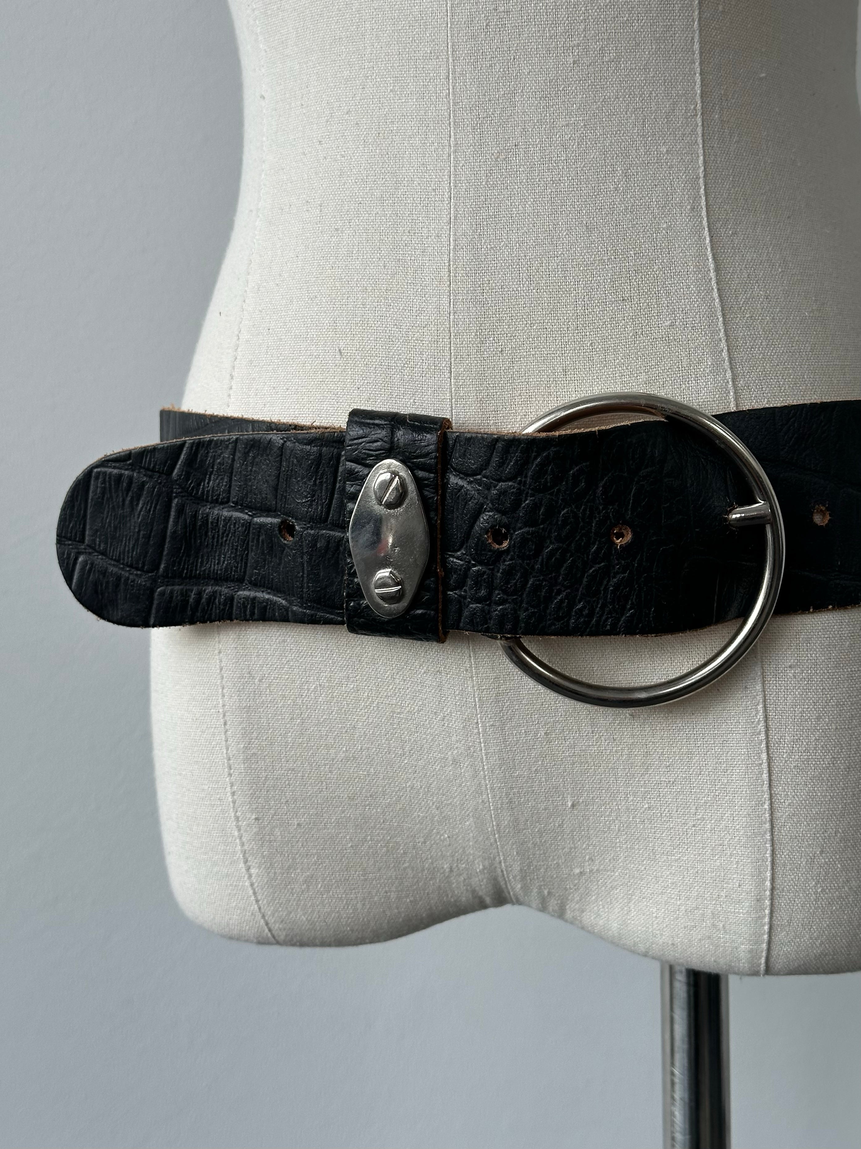 Vintage 1990s Circular Leather Chunky Belt - W22-34