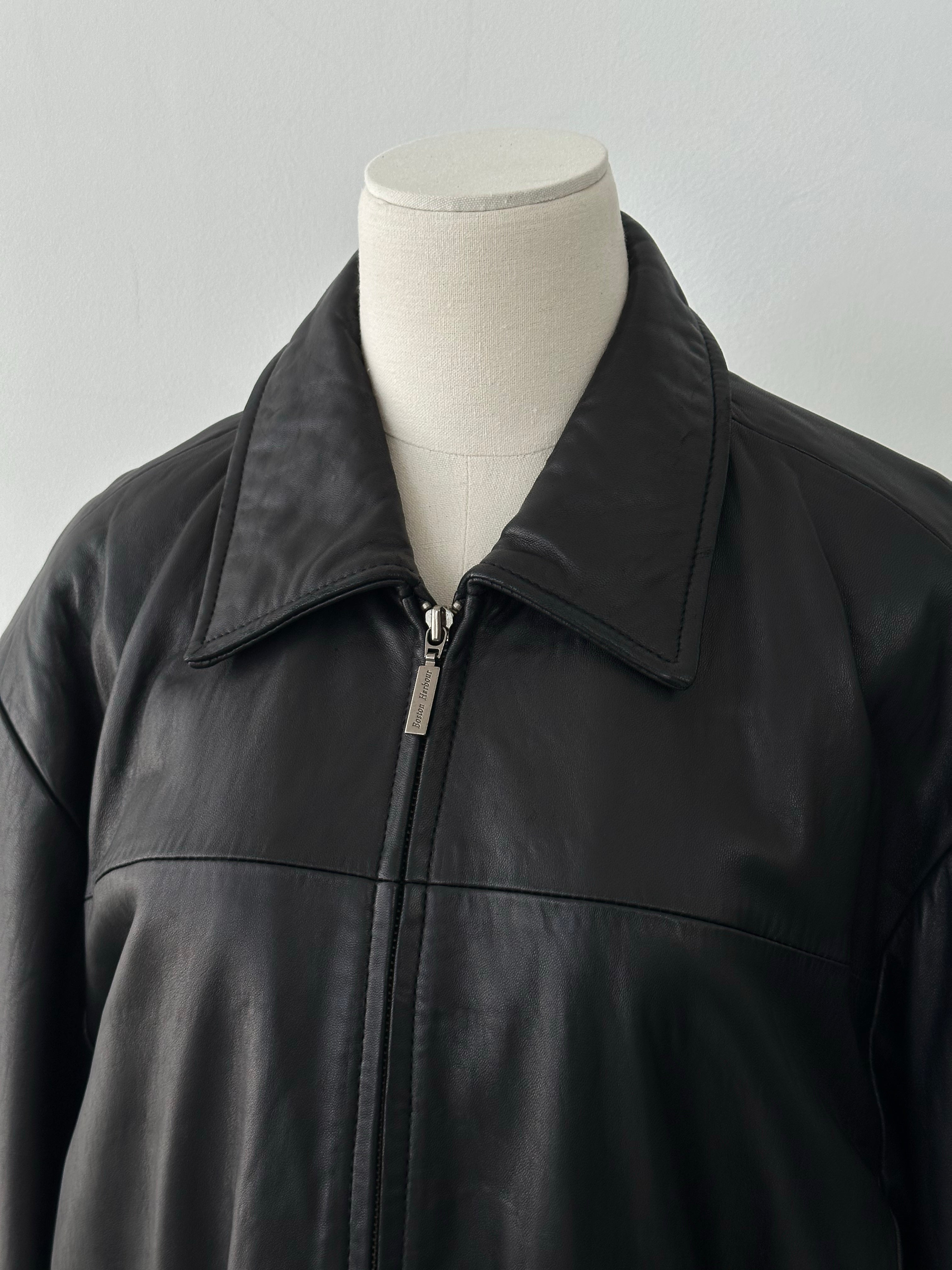 Vintage 1990s Boxy Leather Jacket - L